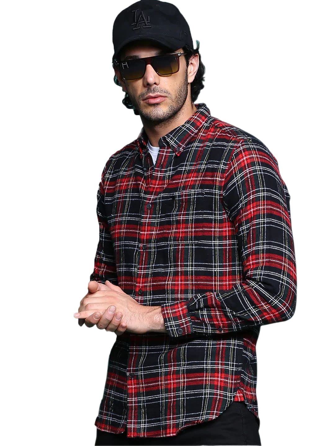 the bear house Men's Cotton Black & Red Checks Slim Fit Shirt | L |TBH-Anglo-BK-L |-picture-13