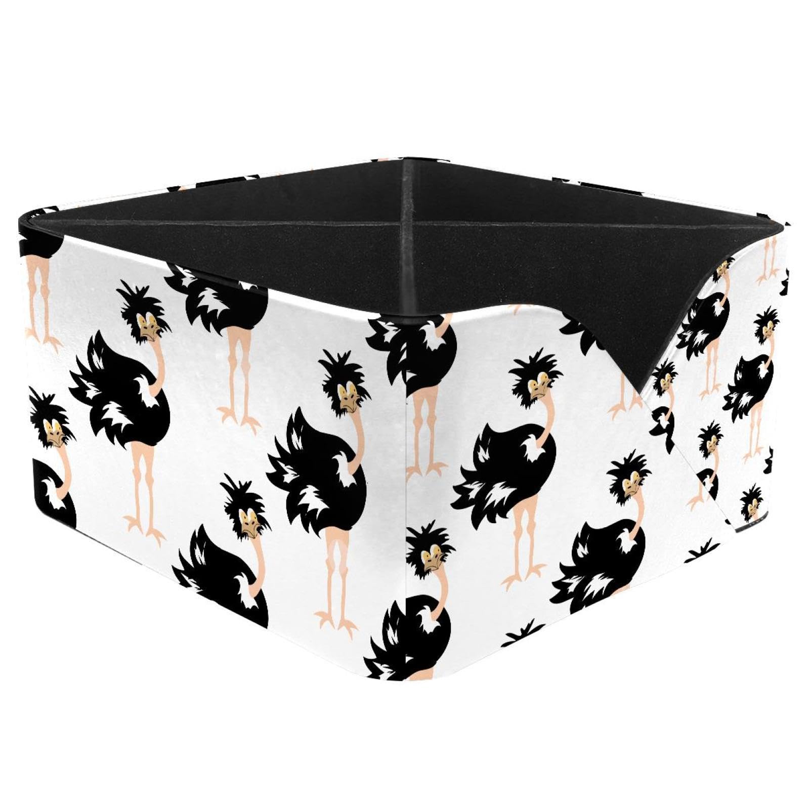 KengjuTesu African Ostrich Desktop Organizer Pen Holder, Rectangular Pencil Cup for Office, Study and Makeup Stations