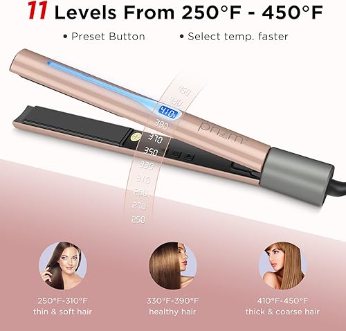 Miniatura 4 de Plancha plana para alisar el cabello, plancha de pelo de 1.25 pulgadas y rizador 2 en 1, plancha de pelo Prizm con temperatura de ajuste de 330 F a