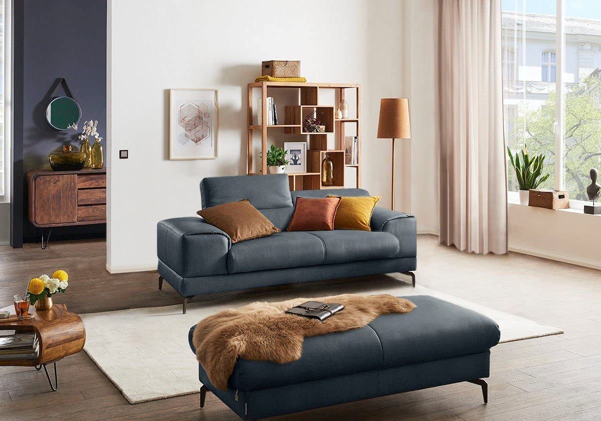Fabrique Hembrella 2 Seater Suede Fabric Sofa Set with Ottoman – Modern and Comfortable Living Room Furniture for Home Office, Guests, and Living Room – Matt Dark Blue Fabrique Hembrella 2 Seater Suede Fabric Sofa Set with Ottoman – Modern and Comfortable Living Room Furniture for Home Office, Guests, and Living Room – Matt Dark Blue