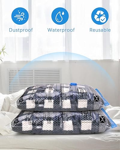 Miniatura 6 de Colemoly Bolsas de almacenamiento al vacío, paquete de 18 bolsas de sellado al vacío sin bomba eléctrica, bolsas de almacenamiento ahorradoras de