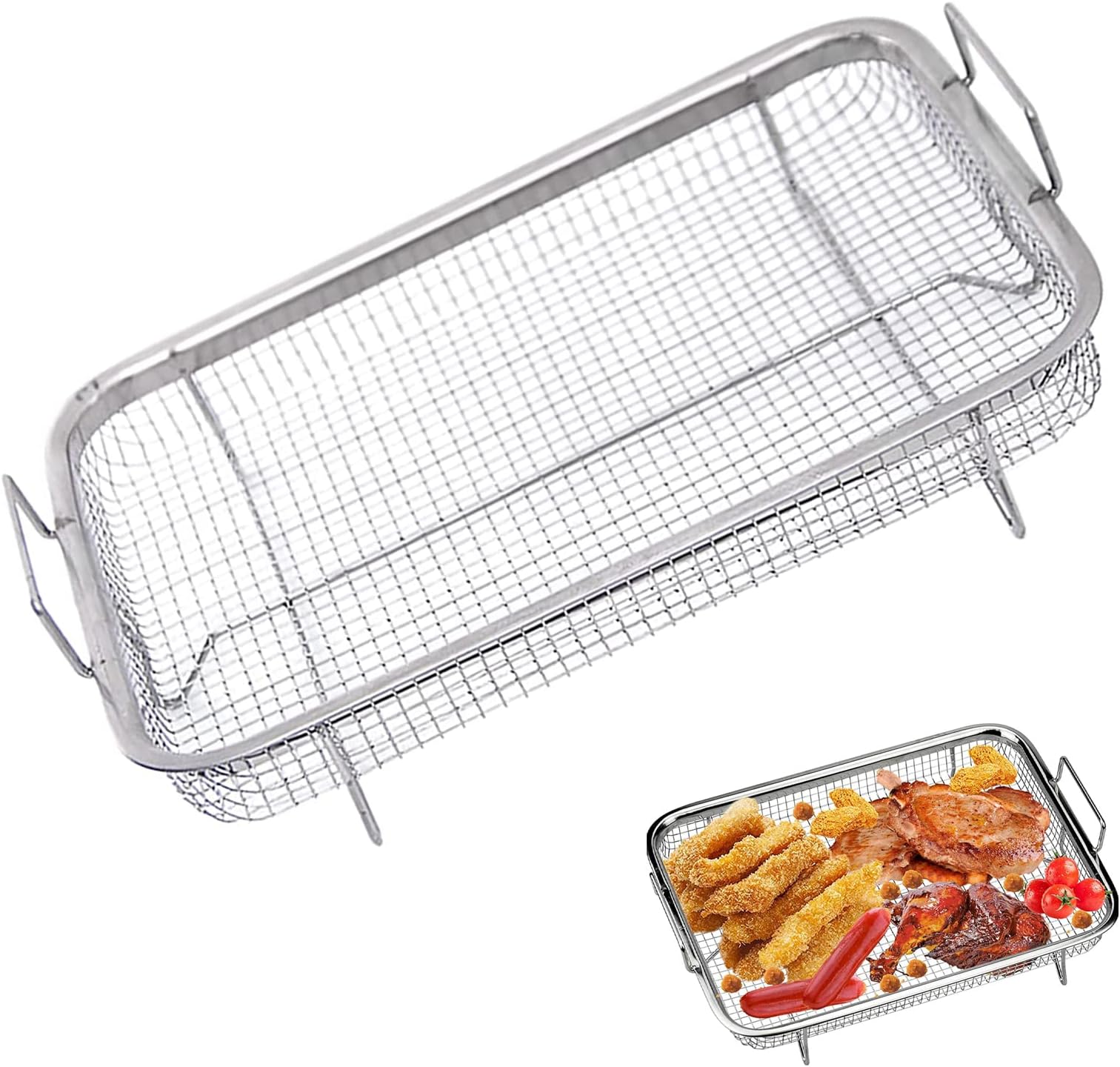 TOYZFRIENDY Airfryer Korb Edelstahl - 36,5x28,5cm Grillkorb Für Heißluftfritteuse