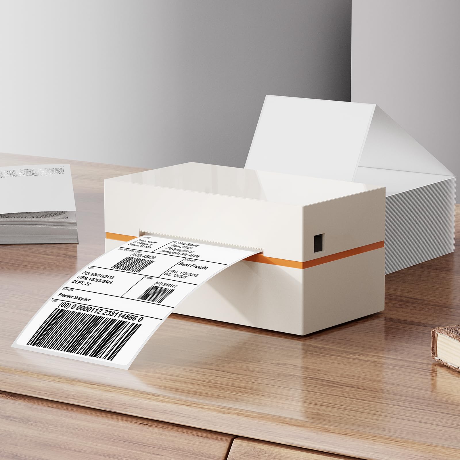 Lot de 500 étiquettes d'expédition blanches en vinyle autocollantes thermiques imperméables perforées thermiques directes pour bureau, entrepôt, maison