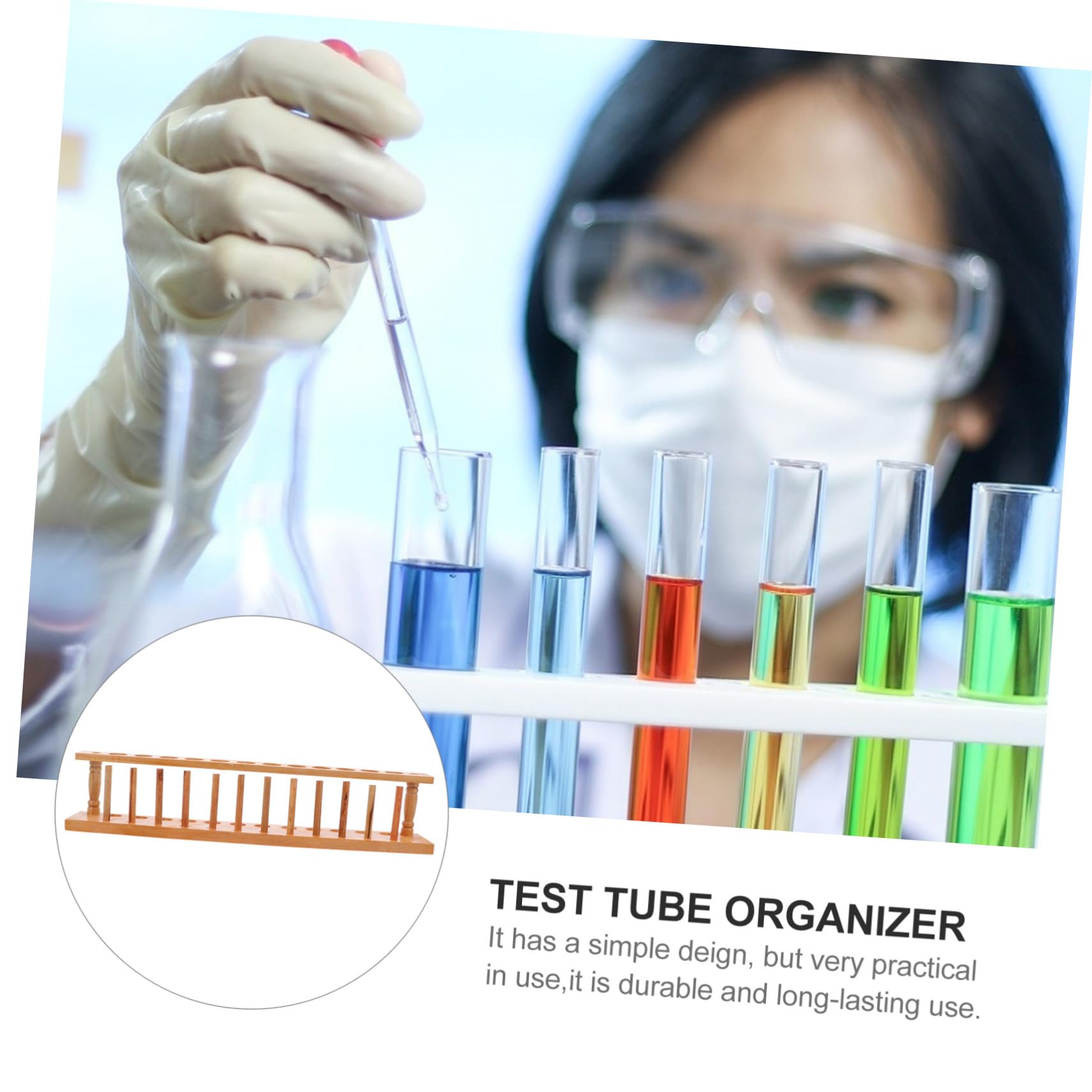Ipetboom Support pour Tubes à Essai Bois Étagère de Laboratoire Matériel de Rangement pour Tubes de Test Étagère de Stockage