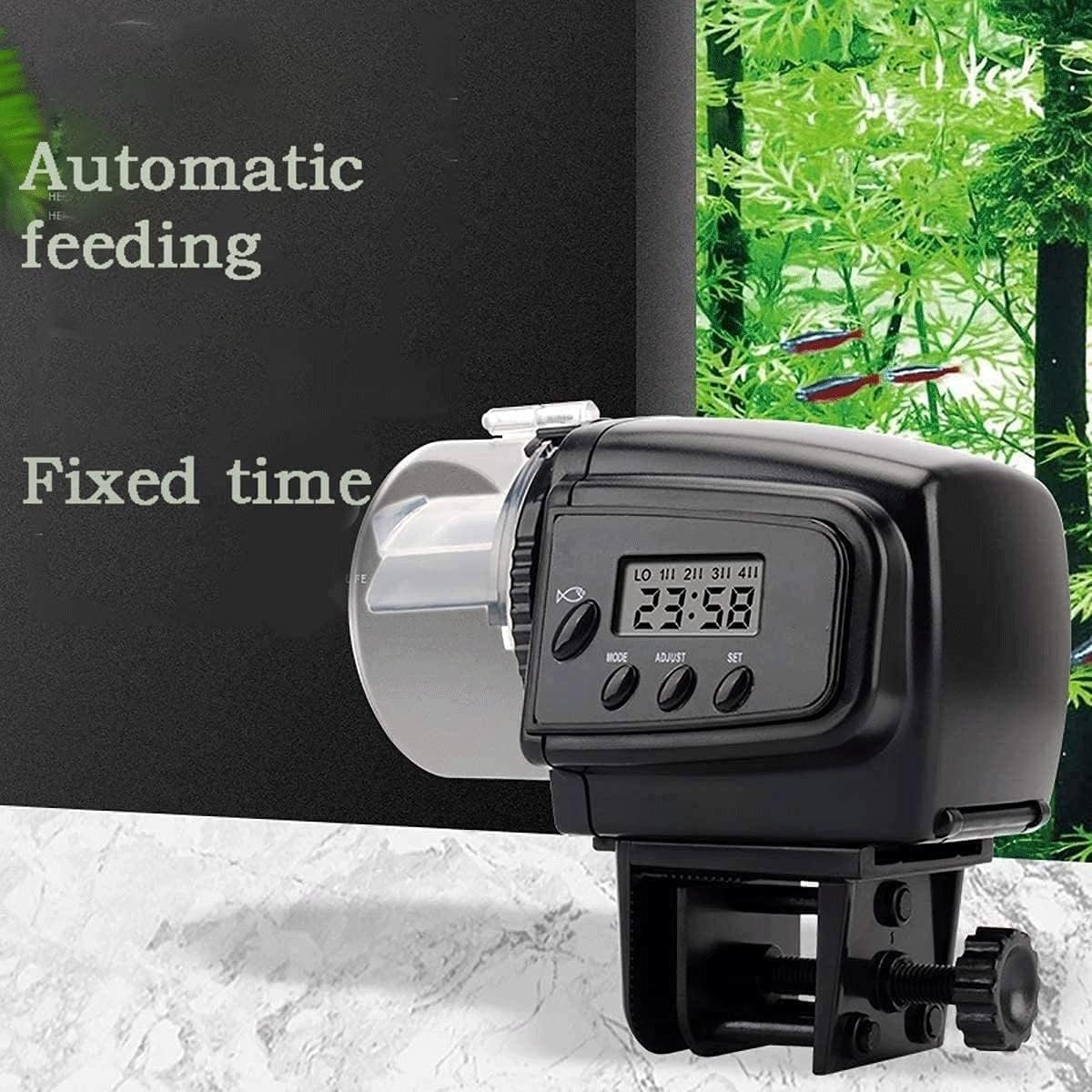 Fish Feeder Fish Feeder Moisture-Proof Electric Auto Fish Feeder with Two Fixing Methods Moisture-Proof Cover Automatic Fish Feeder Large LCD Digital Display Fish Feeder