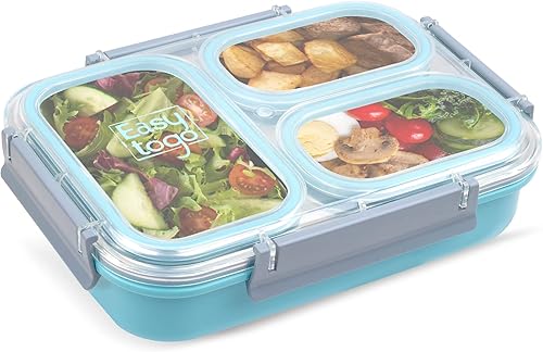 Miniatura 8 de Caja Bento de acero inoxidable de 3 compartimentos, contenedor de preparación de comidas Togo de 40 onzas, lonchera Bento reutilizable para adultos,