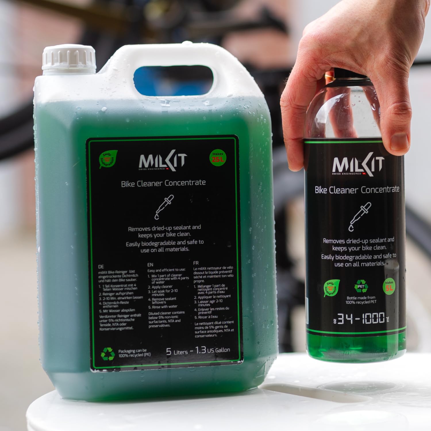 milKit Bio Fahrrad-Reiniger Konzentrat 1000 ml Flasche - biologisches Fahrrad Reiniger Konzentrat für Rennrad, Gravel und MTB - Fahrrad Putzmittel Konzentrat