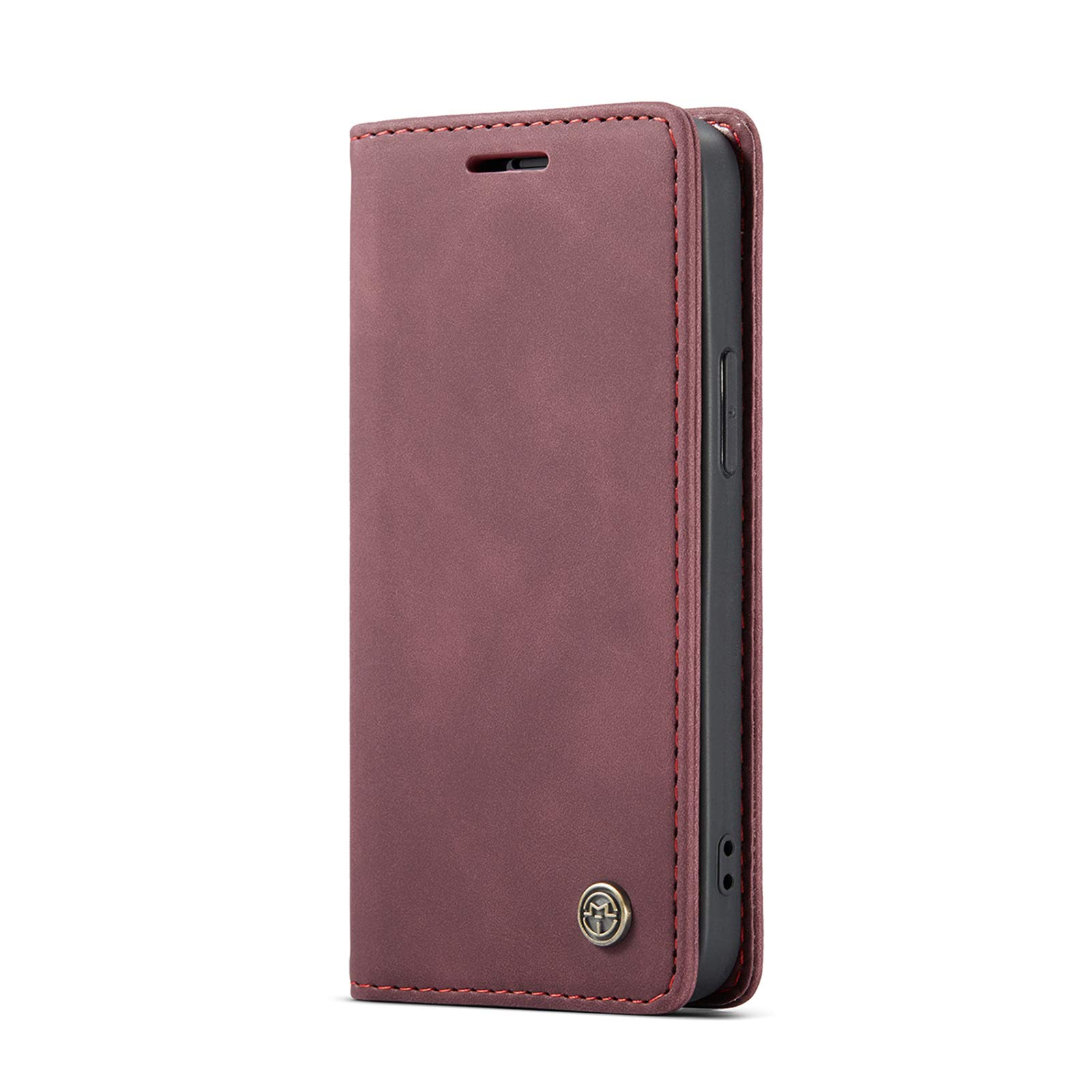 Custodia iPhone 16 Pro Max in Pelle Marrone con Portafoglio e Stand