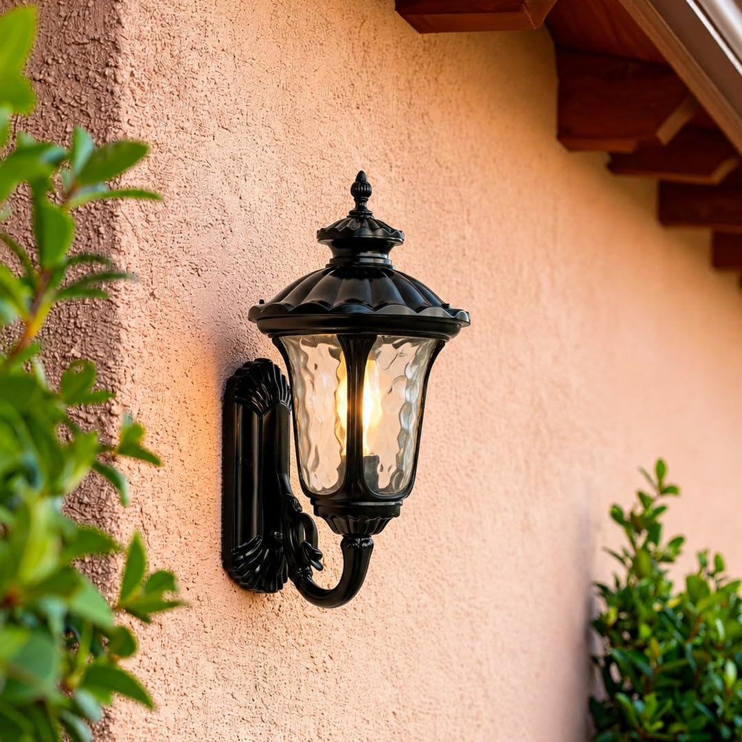 Whispering Homes Black Villa Outdoor Wall Lamp - Large-picture-10