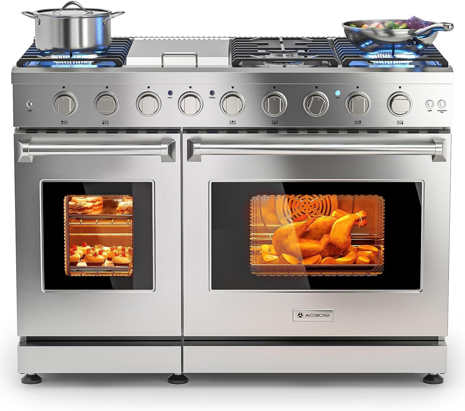 AAOBOSI 48 Inch Professional Freestanding Gas Range Ovens