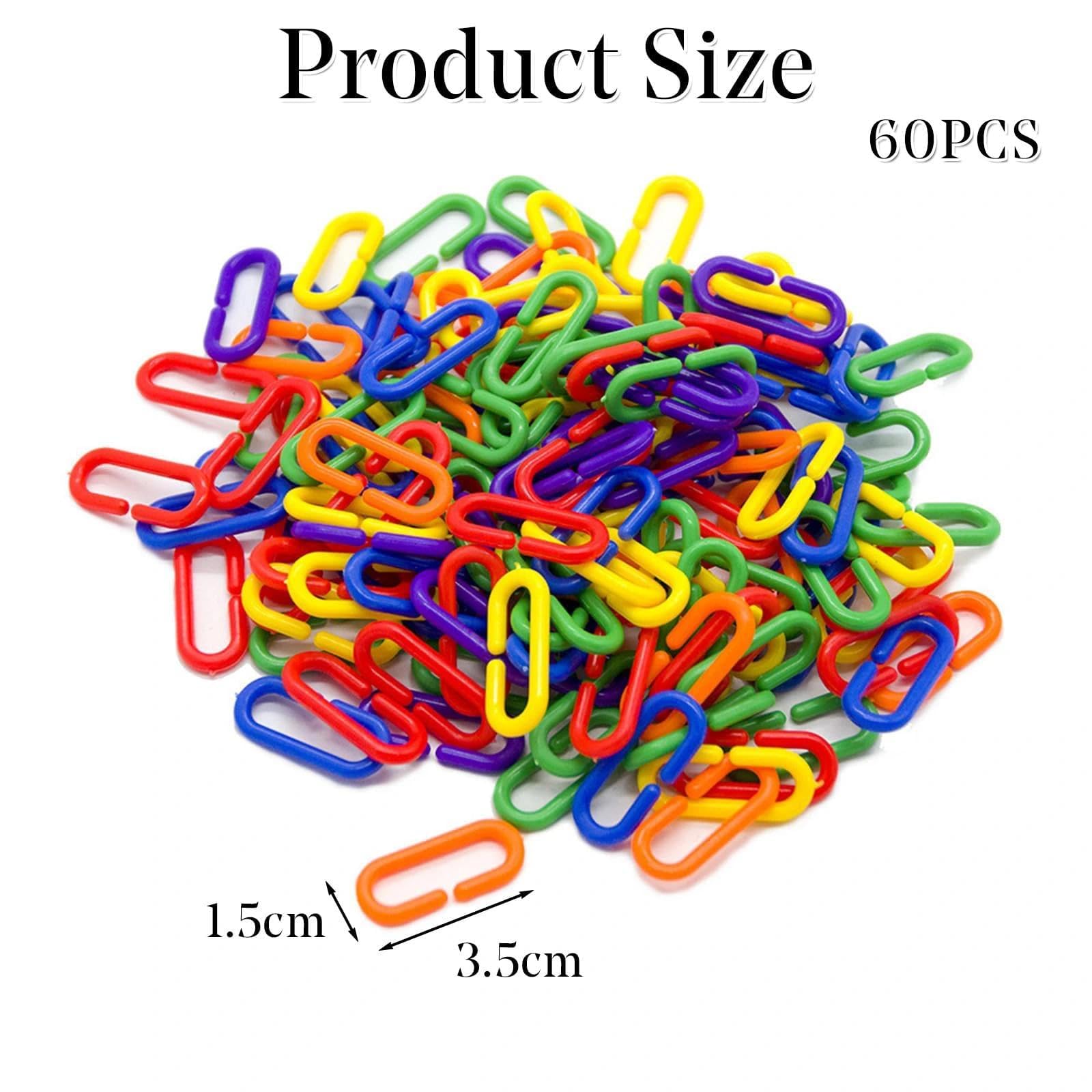100Pcs Parrot Toys, Birds Toys, Love Birds Cage Accessories, Rainbow C-Clip Chain Links, Bird Chew Toy & Cage Accessory, Open Chain Clips for Parrots 1