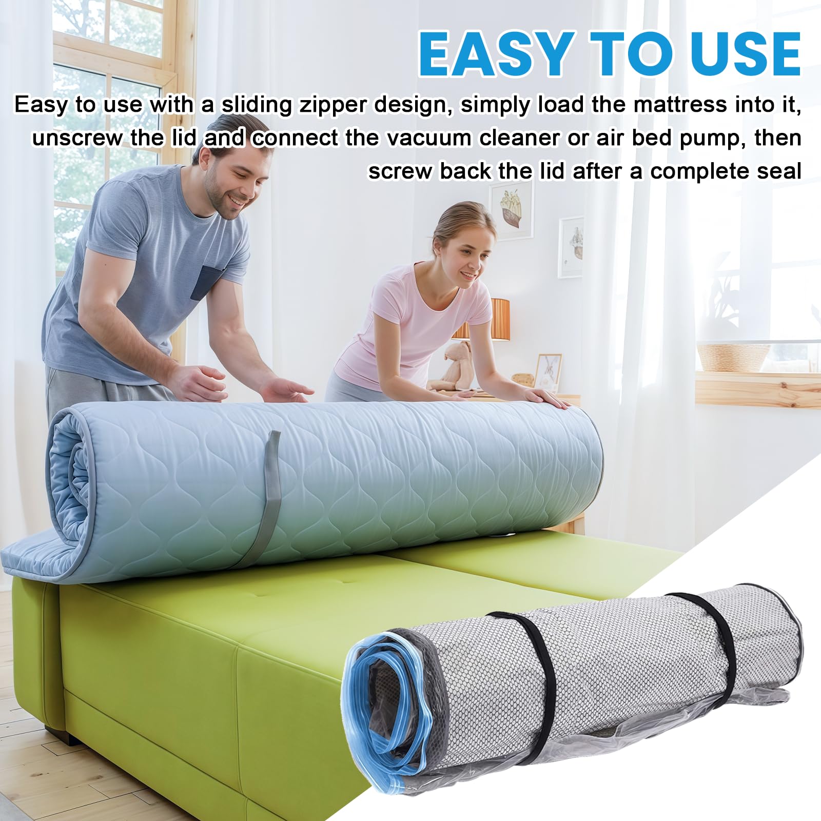 Luvego Vacuümzak Voor Matras - XXL - 240x130CM Vacuüm Opbergzak Voor Matras Of