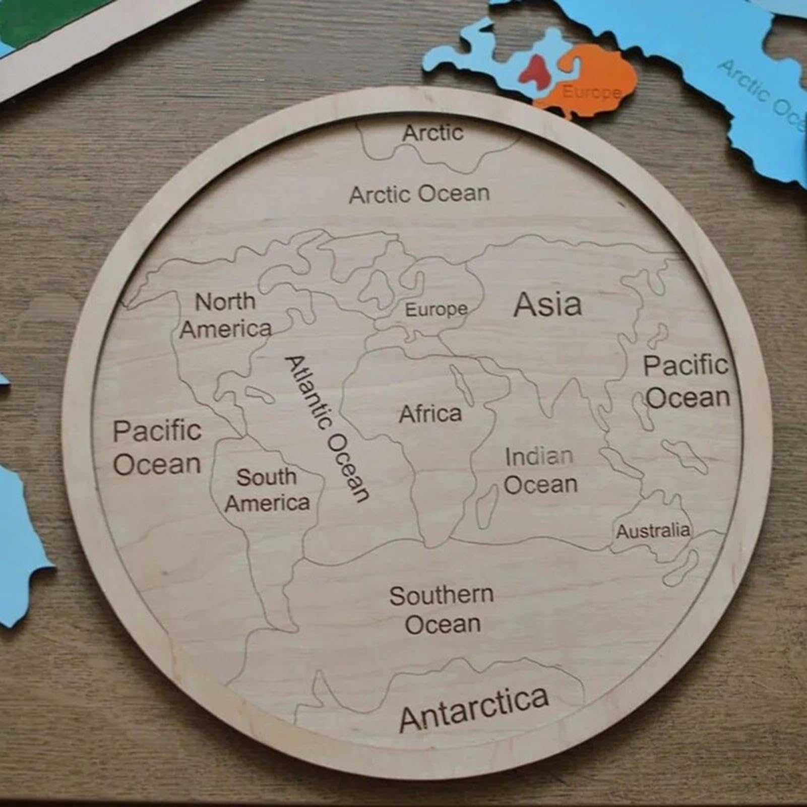 Puzzle de Geografía Juguete de Madera para Aprender Continentes y Colores | Puzzle Colorido del Mapa del Mundo Para Aprendizaje en Casa, Jardín de Infancia, Preescolar