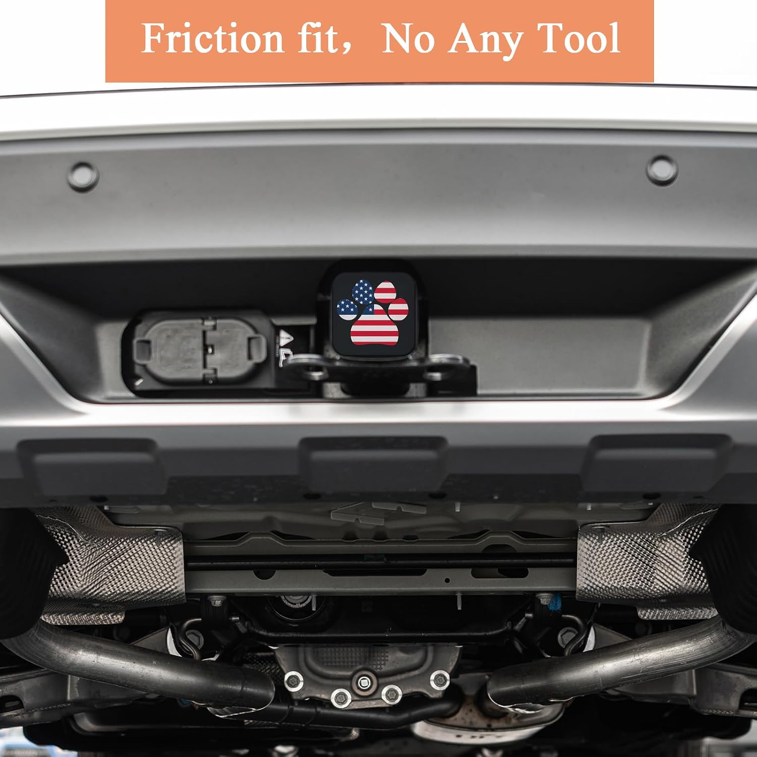 Dog Paw Hitch Covers Red White Blue Stars Pet Footprint USA Flag American Against Black Square Towing Hitch Covers 2” Heavy Duty Trailer Hitch Tube Cover Plug Cap Rubber For Most Vehicles SUV