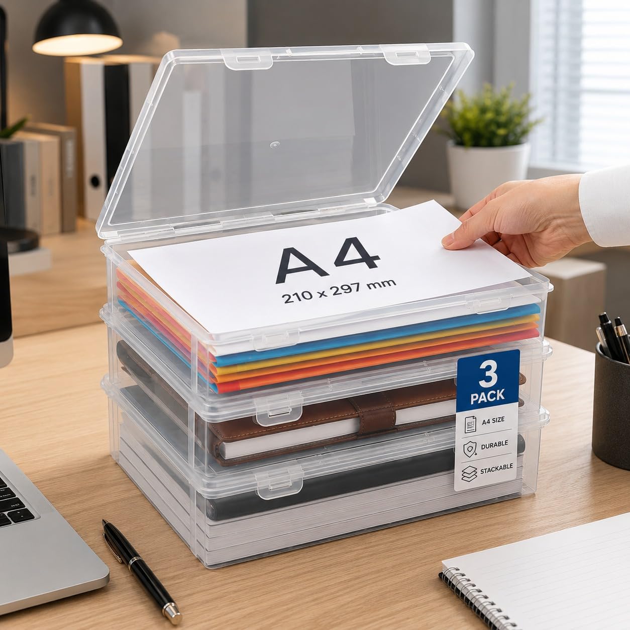 TAZLYN A4 size box document organiser paper holder file box organizer for documents file cover Documents Holder Multipurpose Waterproof File Folders Certificates A4 Document file organizer (PACK 3)-image-29