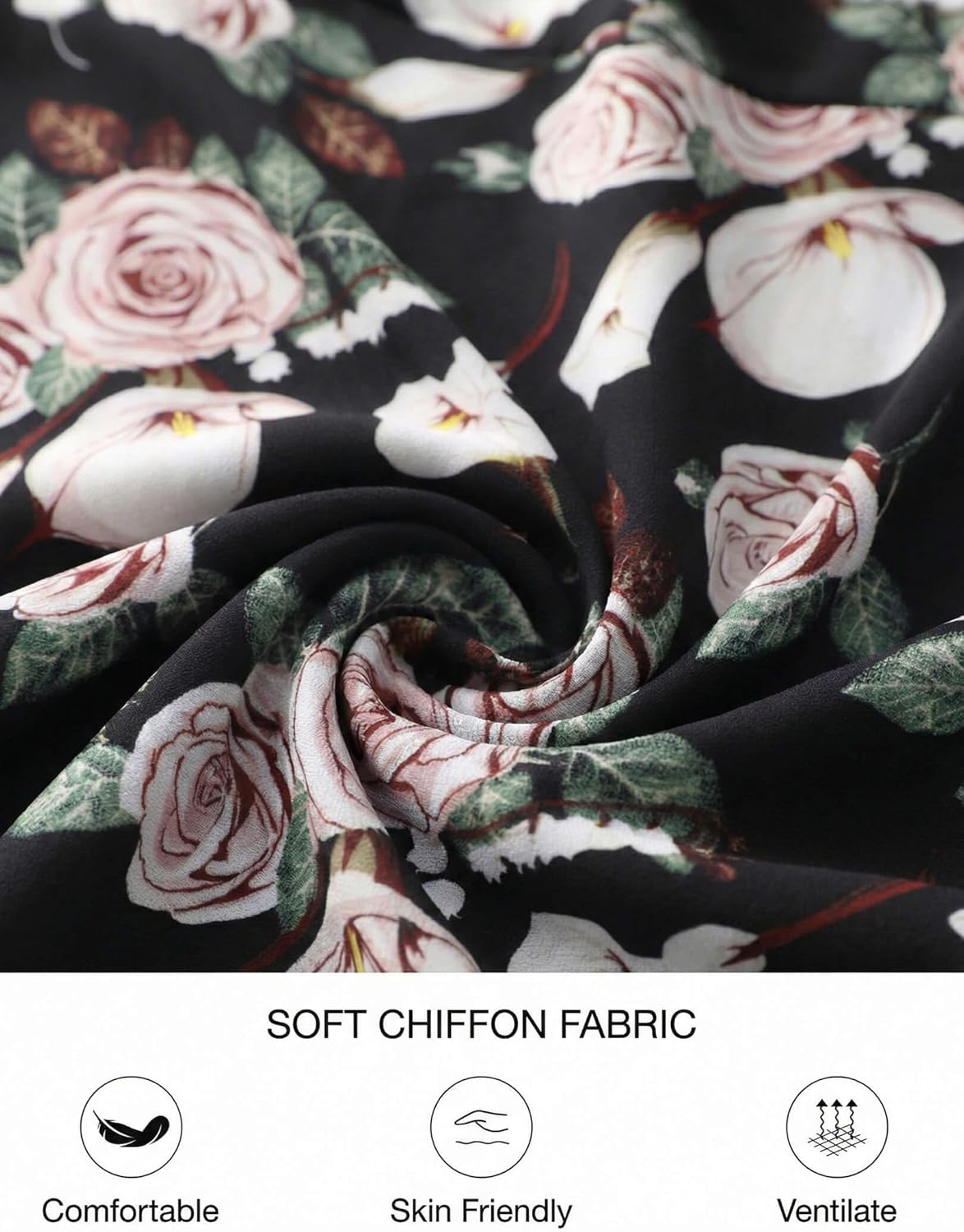 DERAX Women's Floral Boho Midi Skirt A Line Tiered Ruffle Chiffon High Waist 2026 Spring Summer Long Skirts - Image 5