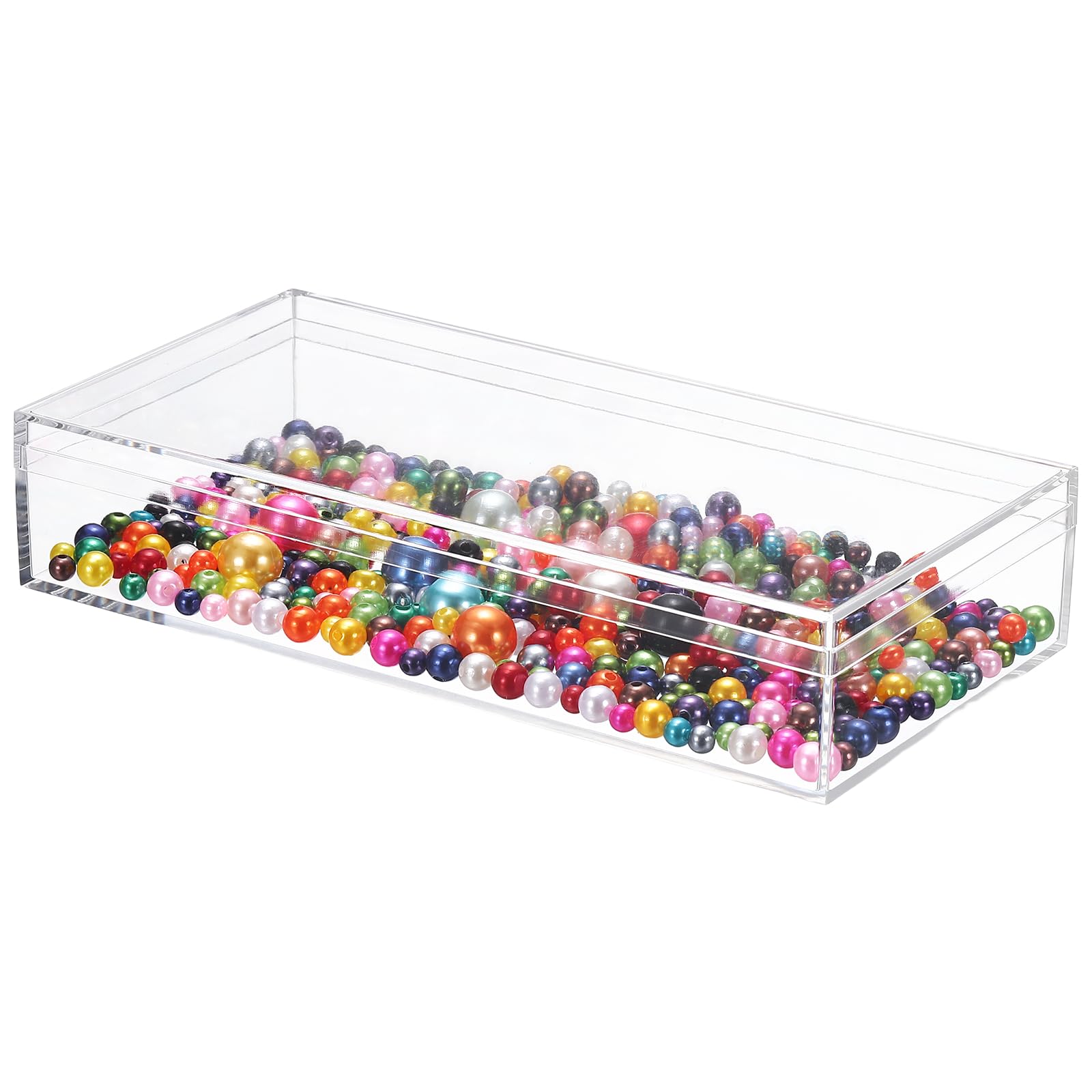 sourcing map 1 Pcs Acrylic Box with Lid, 7.9" x 3.9" x 1.6" Decorative Storage Box Jewelry Display Case for Store Snacks Candies, Wedding Festival Party Gifts, Clear(Rectangle)
