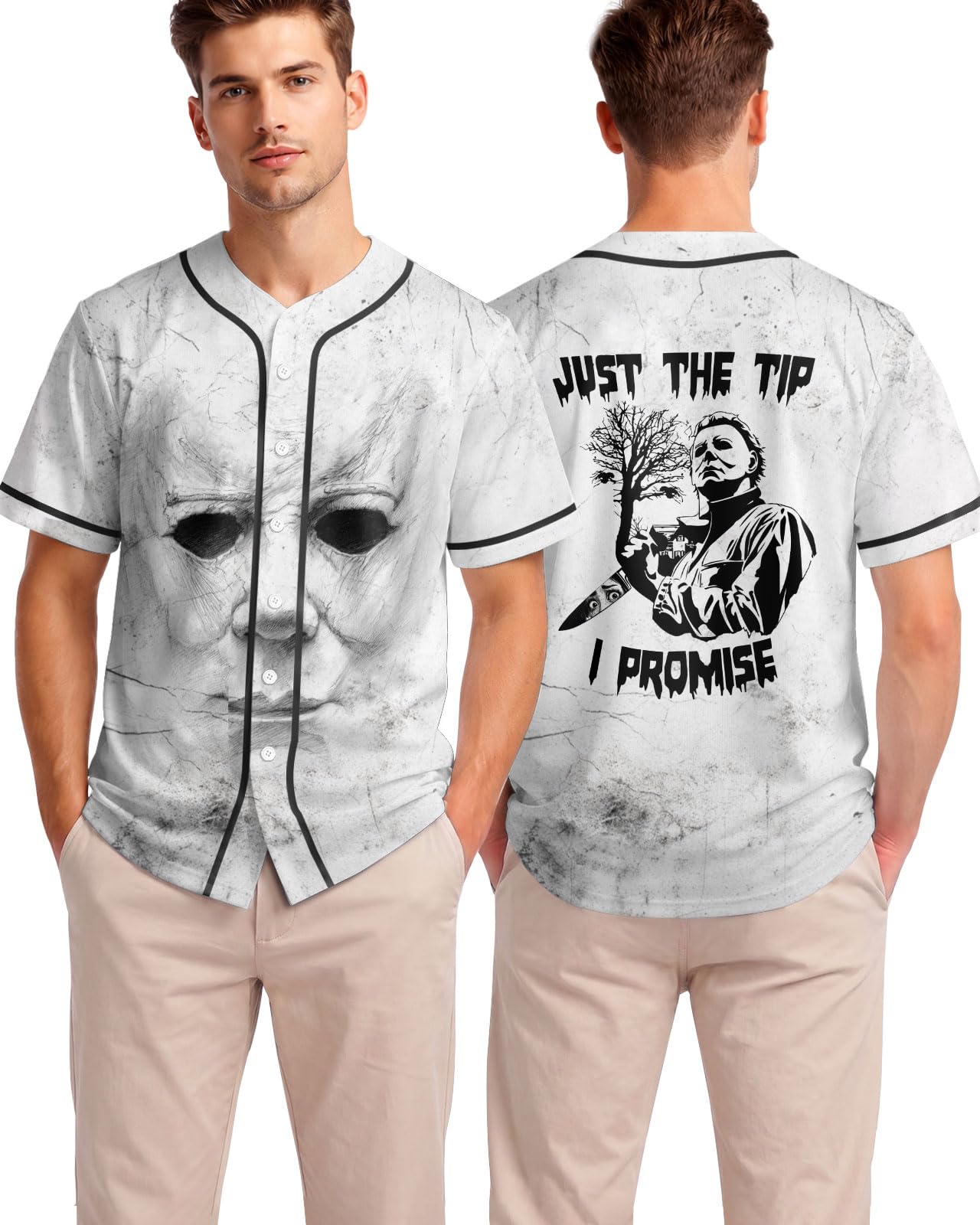 99TIMORO Scary Movie Characters Halloween Baseball Jersey for Men Women