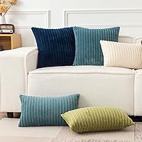 Vista 293 de UGASA - Juego de 2 fundas de almohada de terciopelo a rayas, funda decorativa para cojín con cremallera oculta para el hogar, sofá, dormitorio