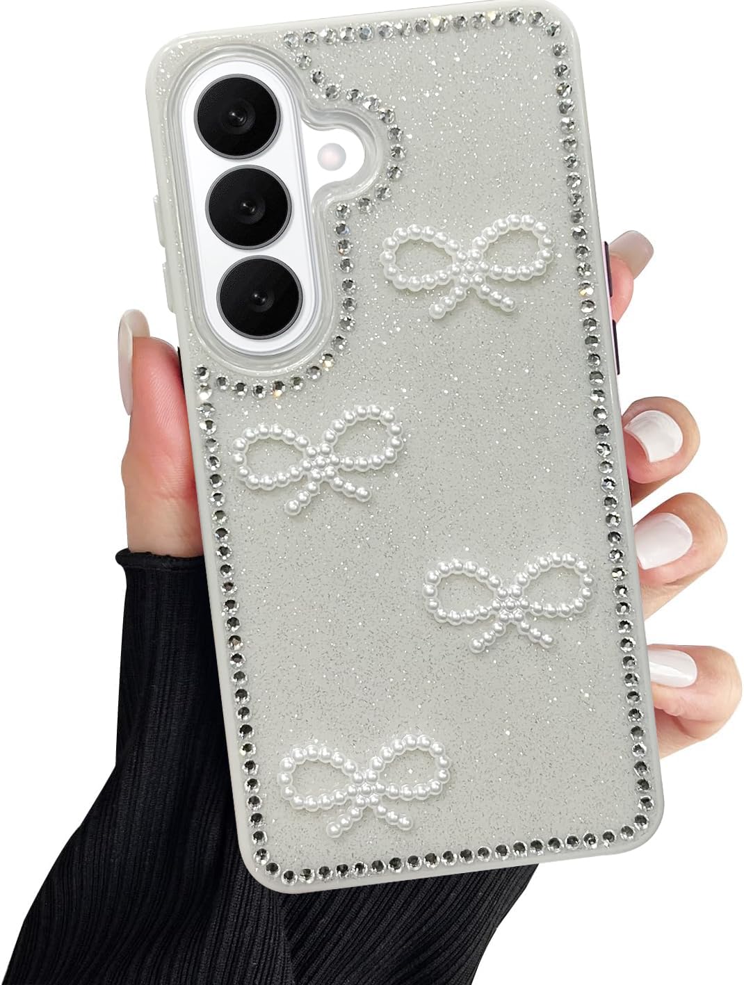 DIZORO for Samsung Galaxy S26 5G case,Cute Bow Tie Aesthetic Phone Case,Trendy Slim Hard IMD Shockproof Protective Bumper Designer Phone Back Cover for Women Girls - Grey-image-3