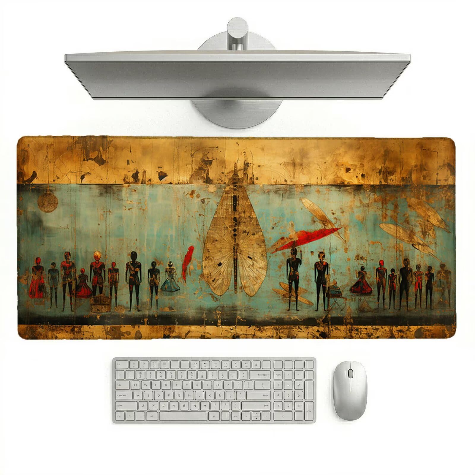 Sottomano Scrivania Grande 1200 x 600 x 3 mm Retro Tappetino Tastiera Computer con Base Antiscivolo e Bordi Cuciti, Protezione Impermeabile, per Lavoro, Casa e PC Gamer, Regali (Nazionalità) L-x2748
