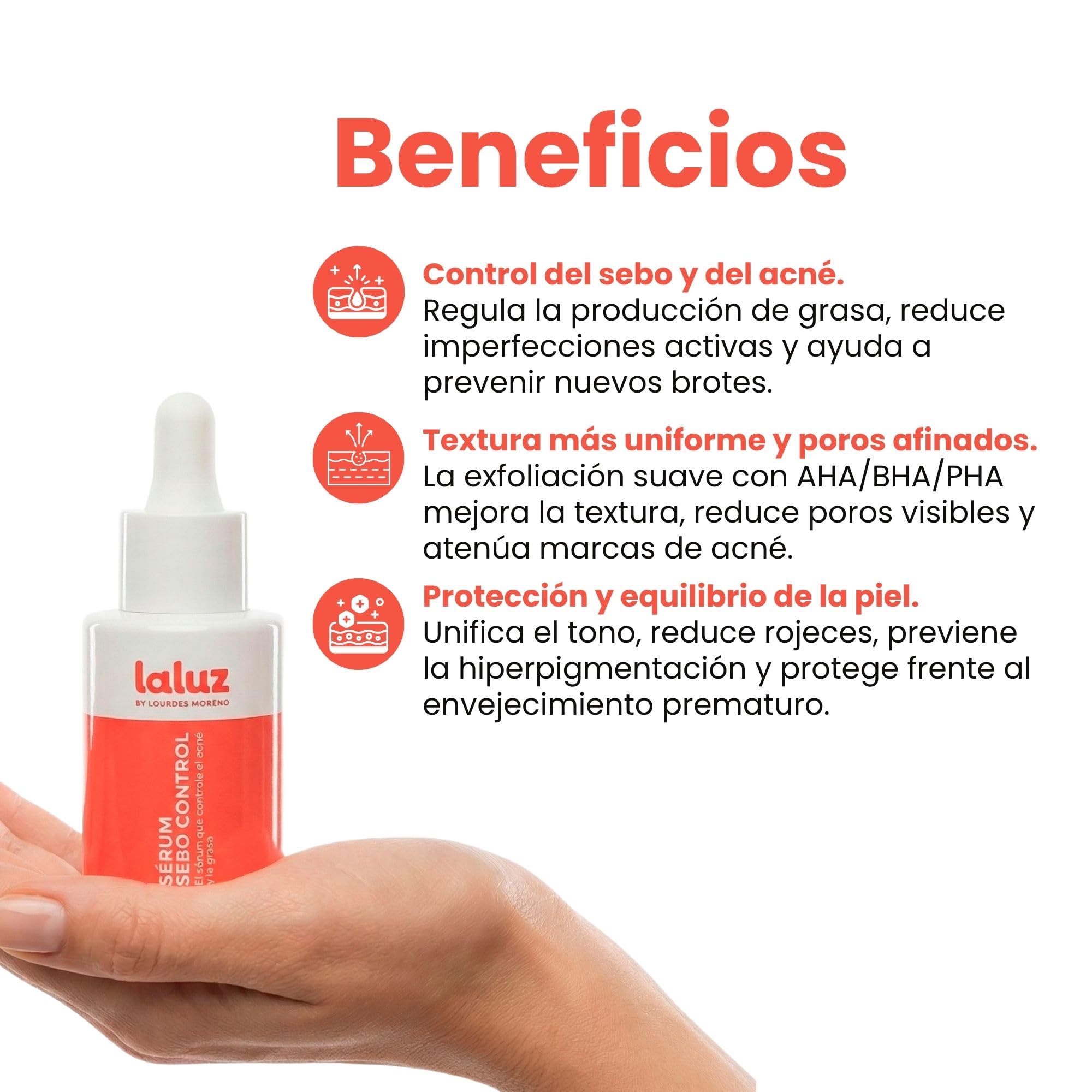 Lourdes Moreno I Serum Sebo Control I Controla El Acné Y La Grasa Facial I Serum anti acne | Skincare | Crema Antiacne Adolescentes y Adultos | Elimina los granos cara |30 ml |
