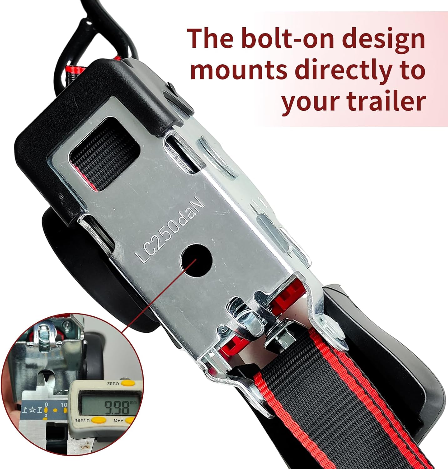 Lekarf Ratchet Straps, Retractable Ratchet Tie Down, 2PC Pack 1” x 12' with Breaking Load of 1200Lbs, 2 Loop Straps and Storage Bag for Motorcycle, ATVs, Boats, Hauling, Cargo Secure - Image 5