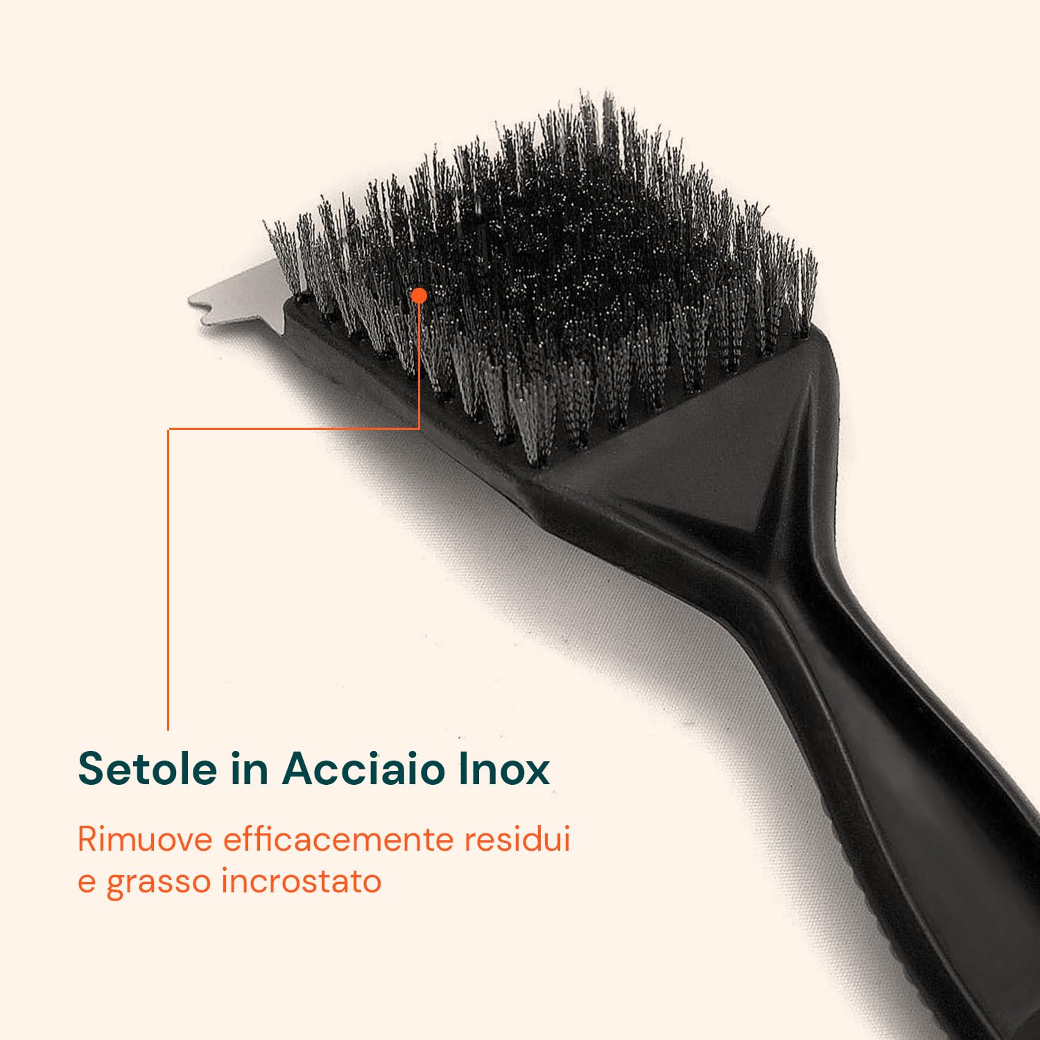 Avilia Spazzola Barbecue con Raschietto – Spazzola BBQ in Acciaio con Manico Ergonomico in PP, Accessori Barbecue per Pulizia Griglia, Lunghezza 29 cm
