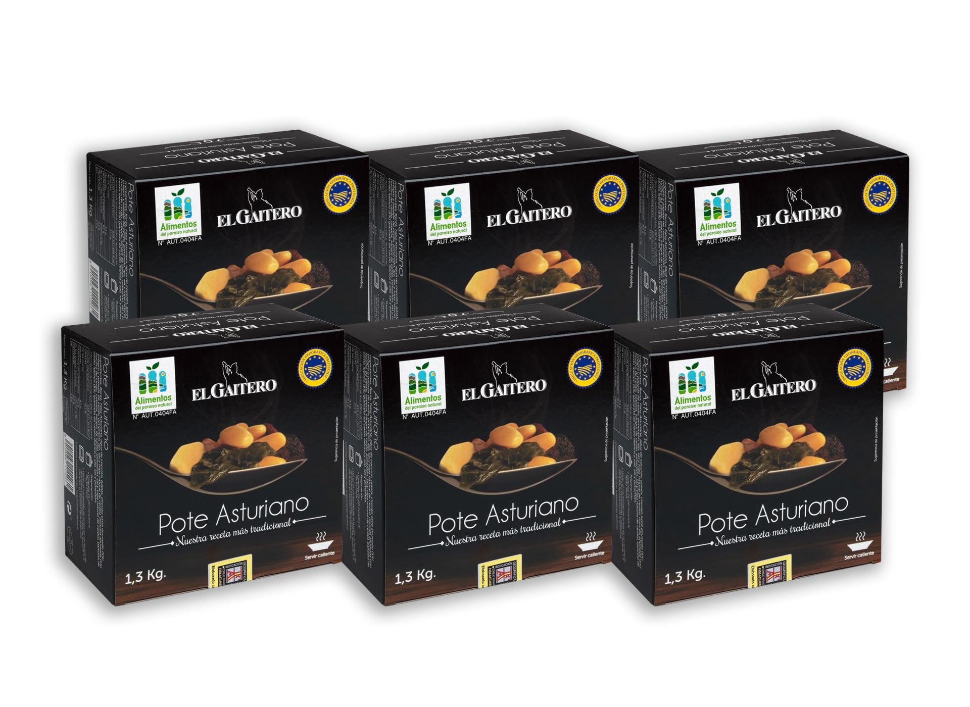 El Gaitero - Pote Asturiano | Con Chorizo y Morcilla | Sabor Intenso y Textura Suave | 6 Latas 1,3kg