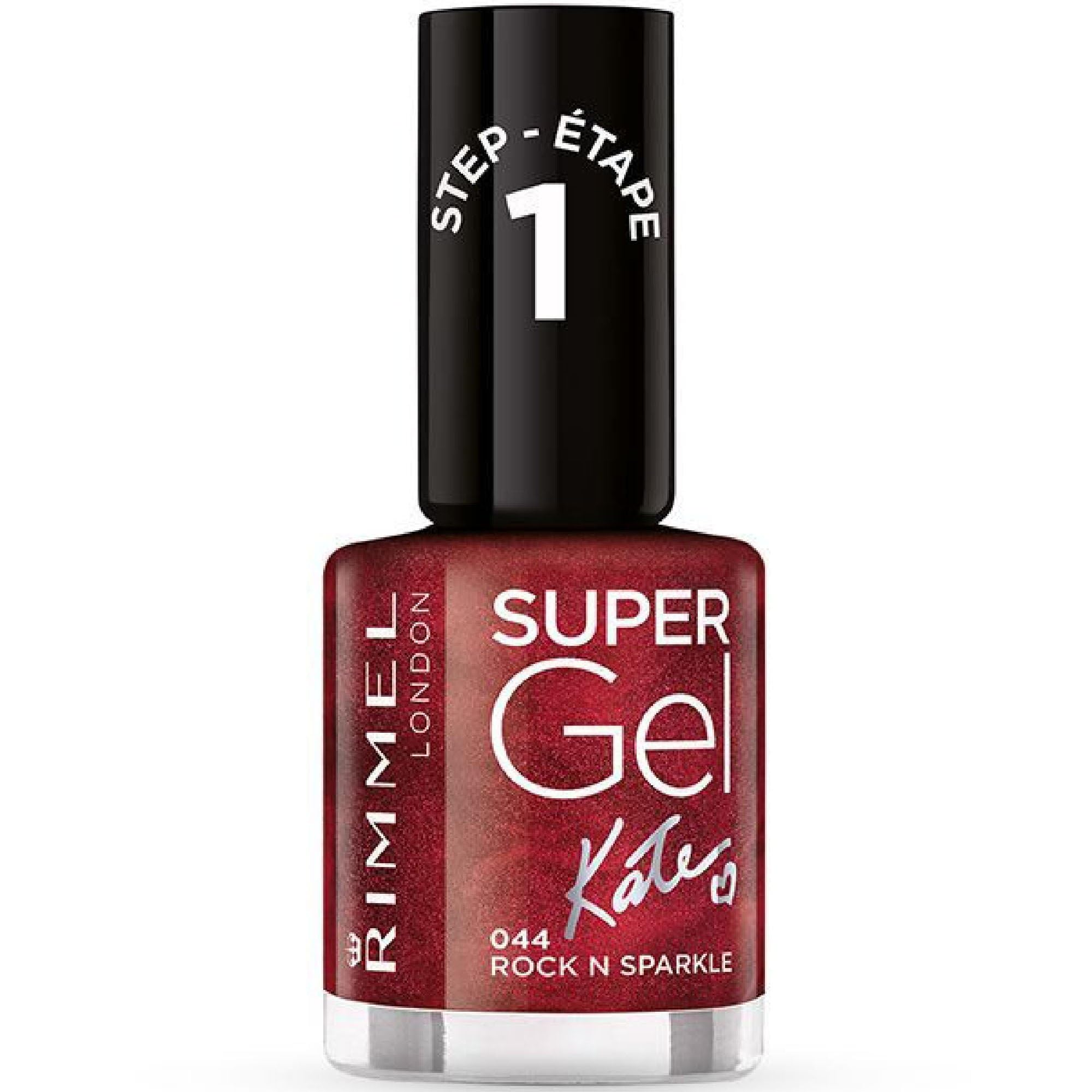 Rimmel London 15 Jahre Collection Rock 'n' Sparkle Super Gel Nail Farbe, dunkel rot