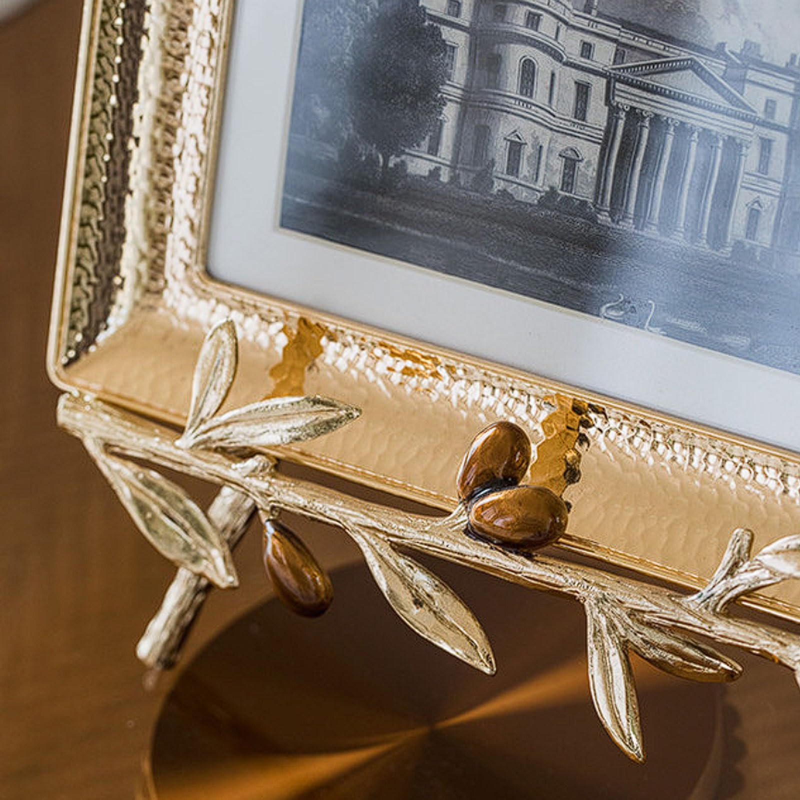 6 cali styl retro artystyczna ramka na zdjęcia, metalowa rama, europejski ornament dekoracyjny, wzór liści gałęzie 3D złota