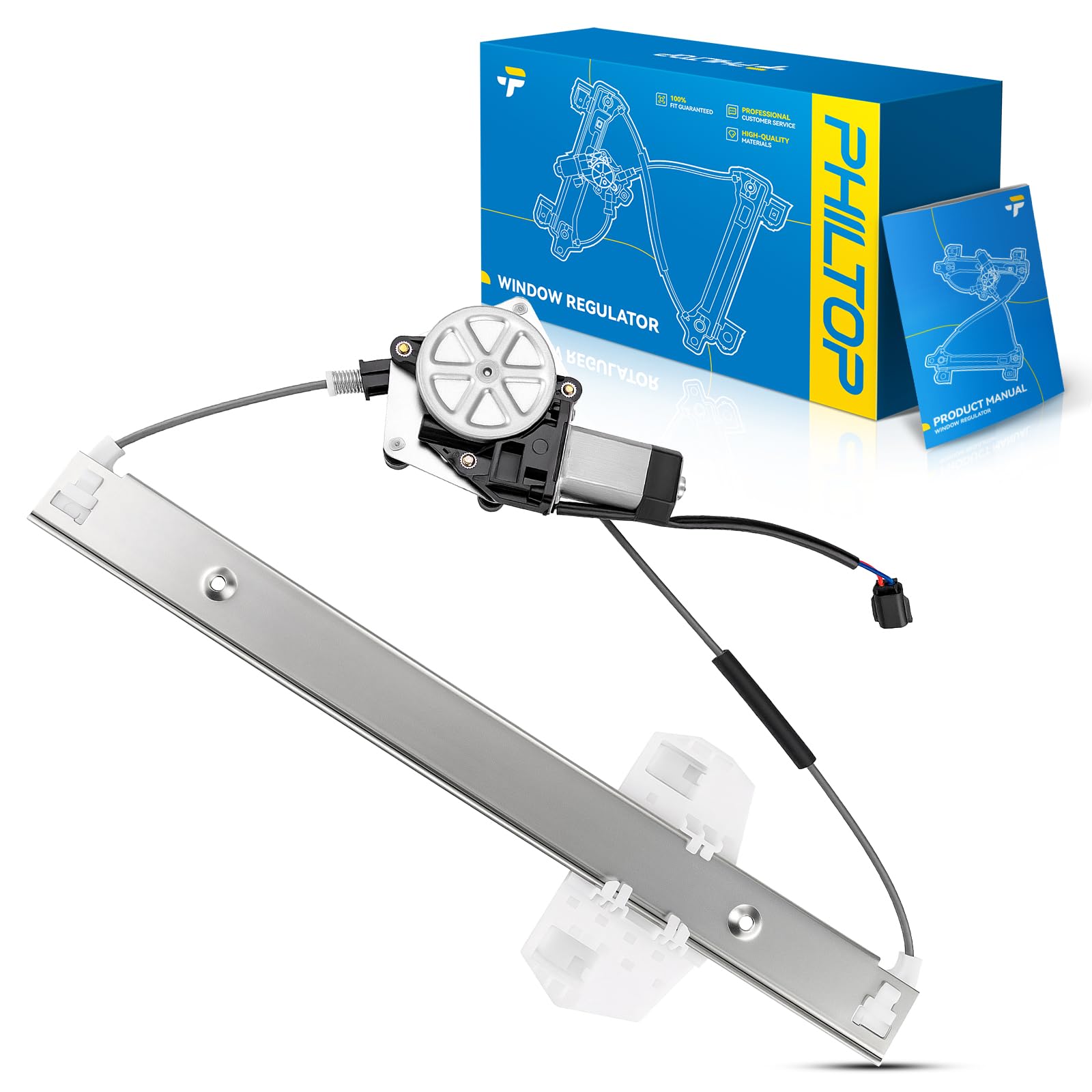 PHILTOP Front Left Driver Side 748-912 Power Window Regulator w/Motor