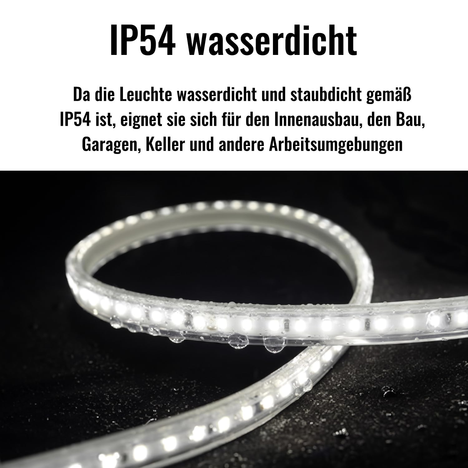 LED Baustrahler,LED streifen,20m,220V,230V,IP54, 6500K,Arbeitsleuchte, led lichtschlauch, Baustellenlampe,Bau,Garage,Garten,Innen und Außen