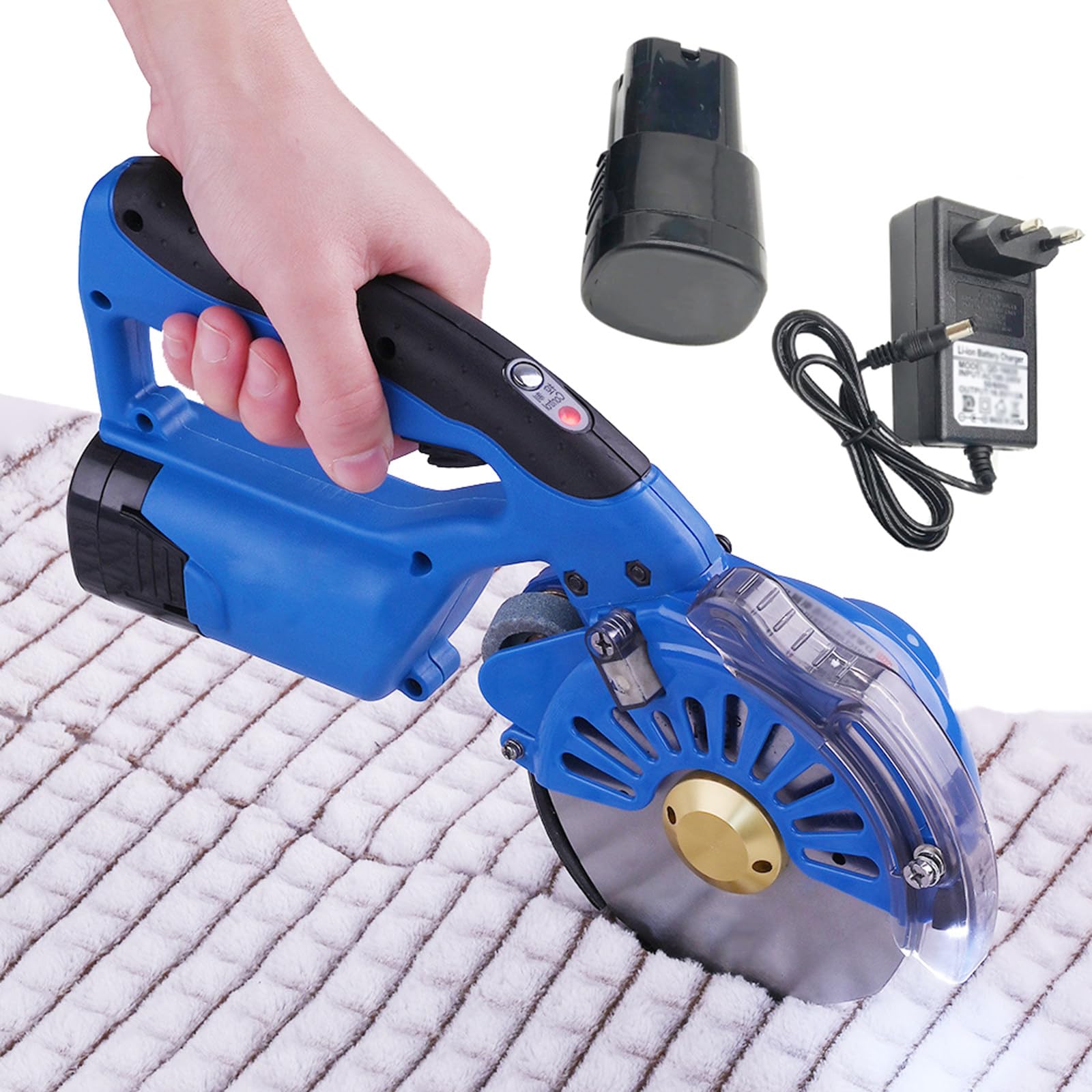 Tijeras eléctricas inalámbricas con Espesor de Corte máximo de 2,7/3,2/4 cm y función de Afilado automático, máquina cortadora de Caucho de Cuero Textil de Tela eléctrica portátil,3.2cm
