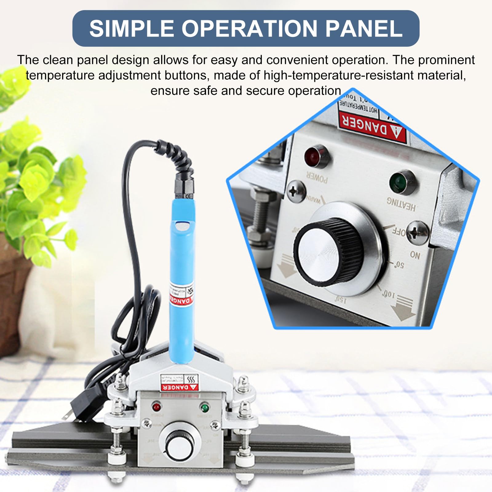 Sellador térmico portátil de mano con temperatura ajustable para sellar bolsas de papel de aluminio, plástico, aperitivos y almacenamiento de alimentos de hasta 200 mm