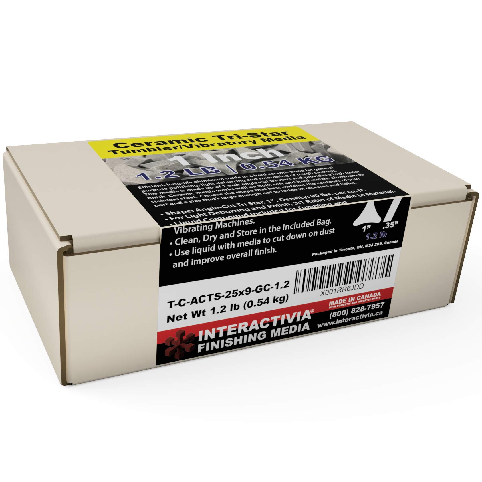 1.5 lbs/680 g | 1” Ceramic Angle-Cut Tri Star Tumbling/Vibratory Media | Includes (Clean, Dry and Store) Mesh Bag | for use in Vibrating Tumbler Or Rotating Tumblers