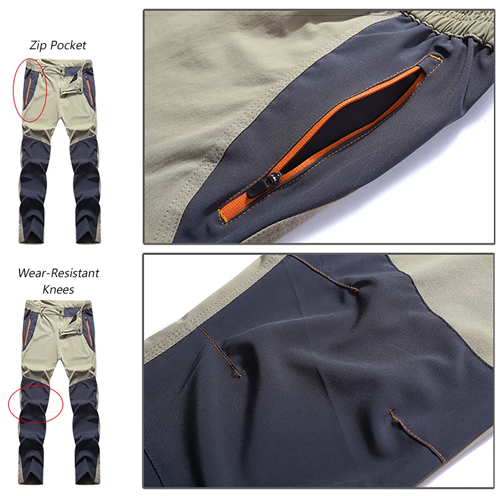Hombres Pantalones Senderismo Secado Rápido Caza Pantalones Exterior Impermeable Pesca Montaña Pantalones(Size:3XL,Color:D)