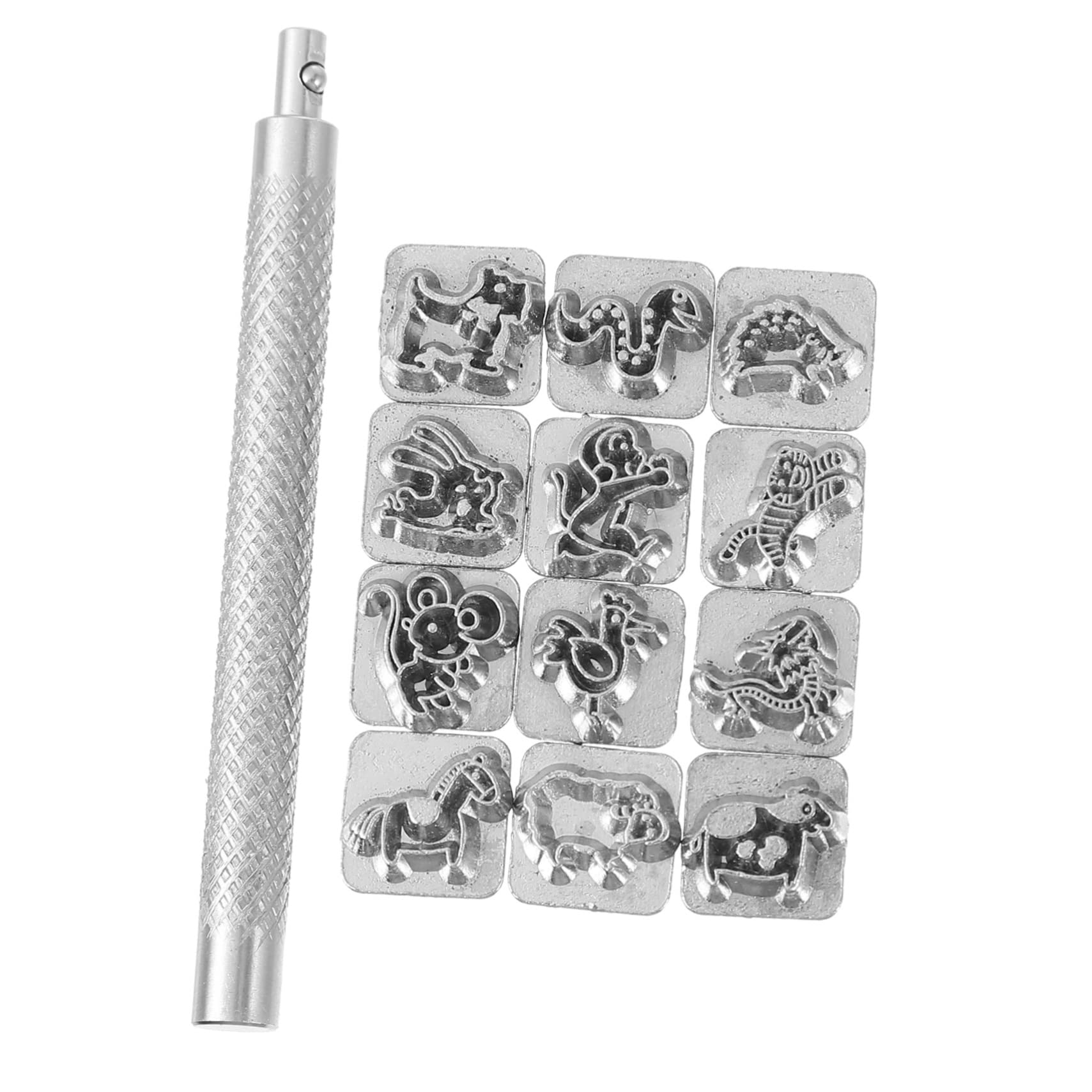 RORPOIR 1 Set Leather Stamping Tool Kit Chinese Zodiac Pattern Stamps for Crafting Embossing and Leather Projects Complete Stamp for Beginners and Professionals
