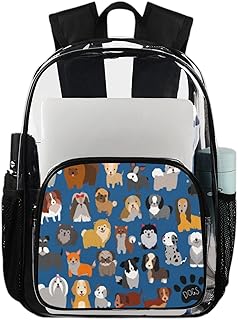 Mochila transparente de cachorro fofo, mochila transparente para uso pesado, mochila transparente impermeável de PVC com alça de ombro reforçada para escola, trabalho, viagens, Multicor