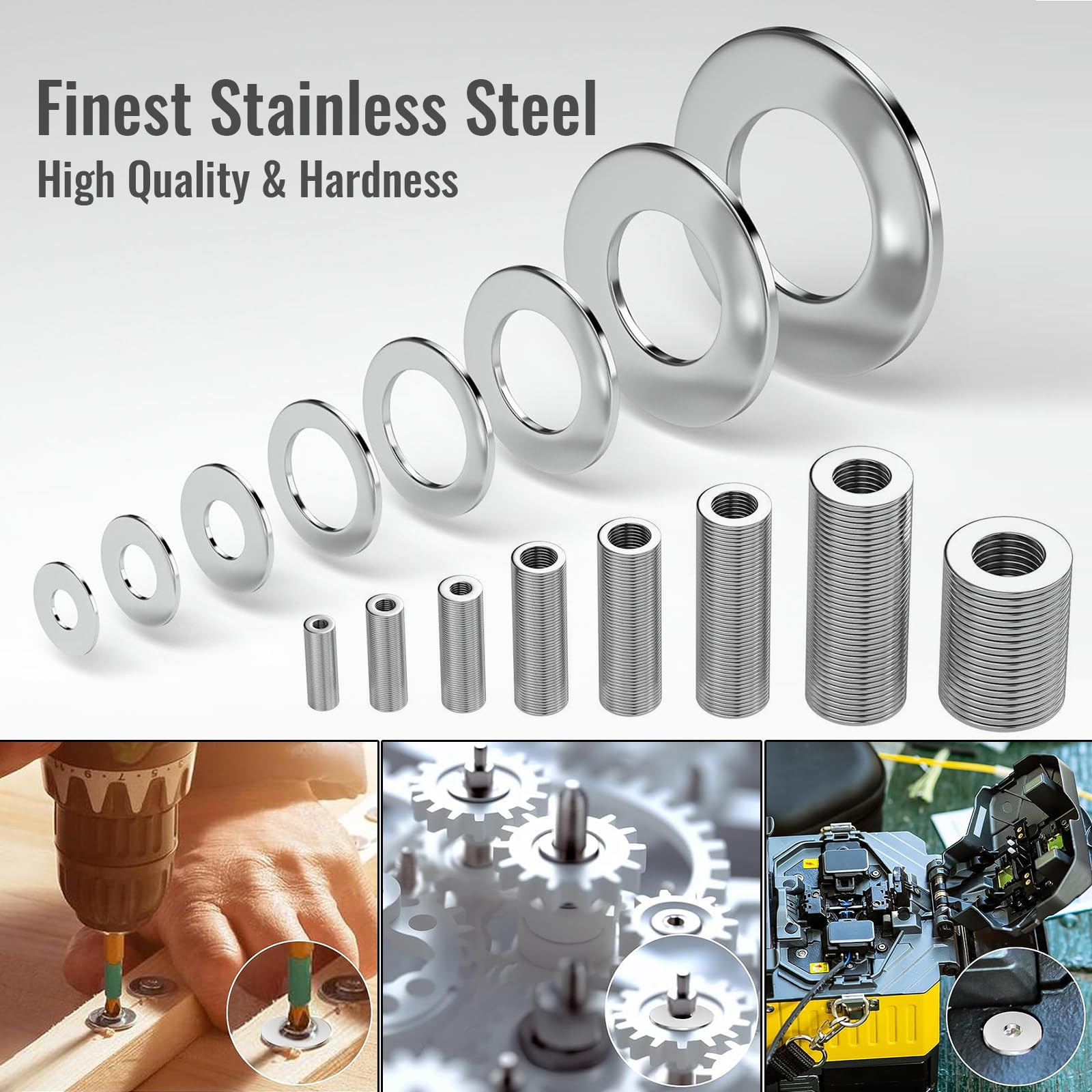 Flat Washers, 360 Pieces Washers 8 Sizes Stainless Steel Flat and Lock Washers Assortment Set for Screws Bolts - Image 4