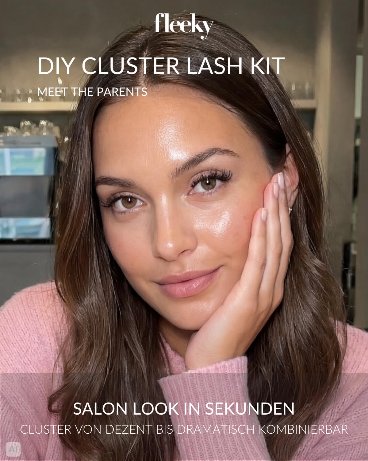 Fleeky Press On Lashes Natural – selbstklebende Wimpern ohne Kleber – Pre Glued Cluster Lashes für natürlichen Look mit bis zu 3 Tage Halt (Meet the Parents)