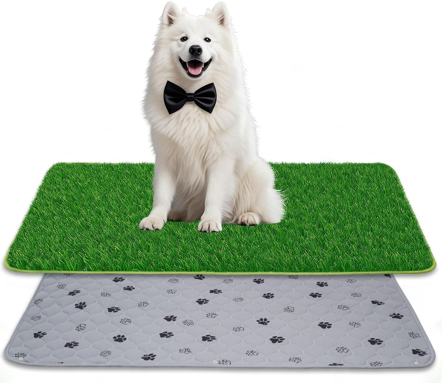 SSRIVER 2-in-1 Artificial Grass & Reusable Puppy Pad Set - 50X73cm Fake Grass Pee Pad for Dogs Potty Training Litter Box for Indoor/Outdoor — image 1