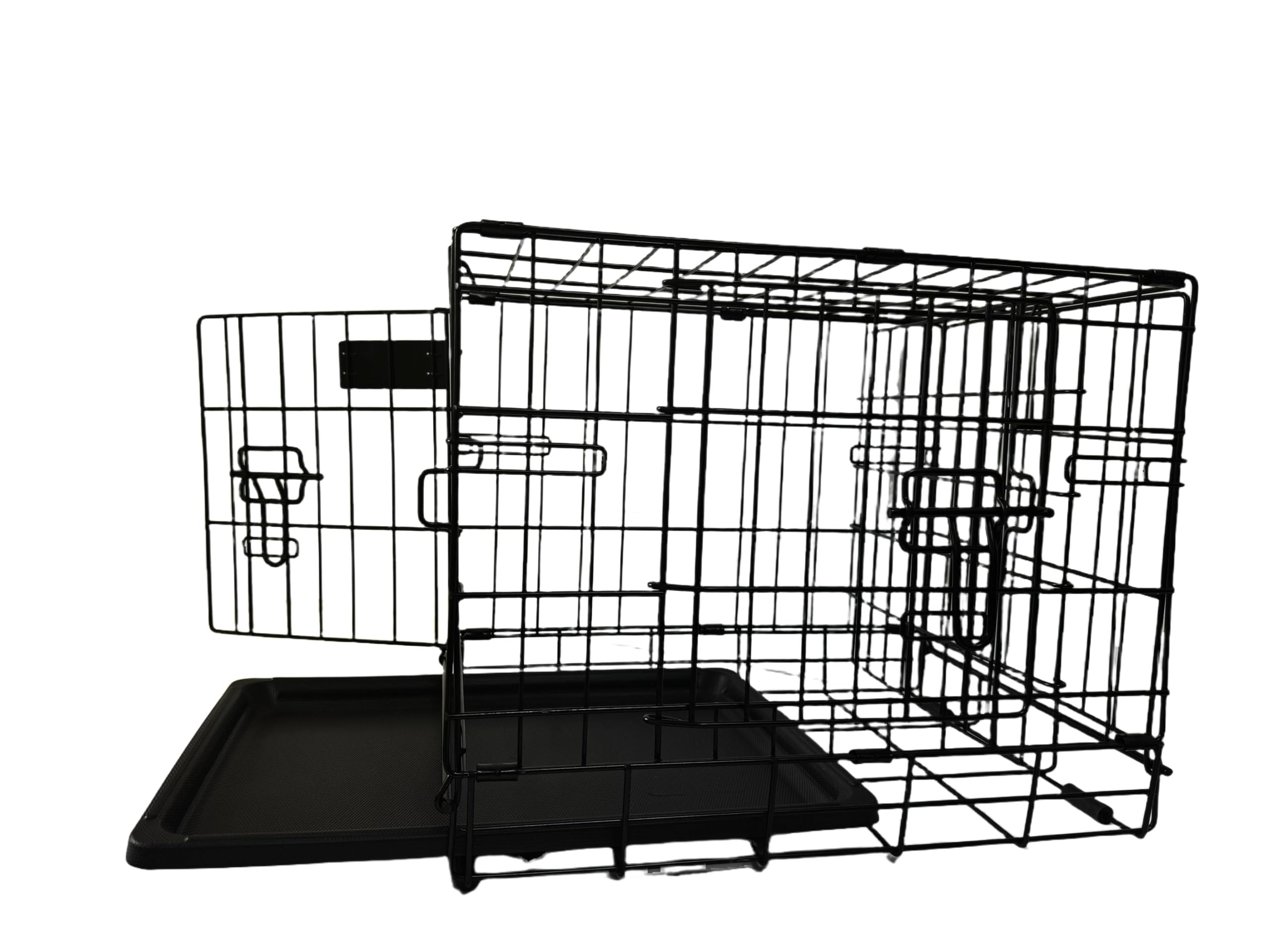 Cage de transport en fil métallique pour chien avec plateau inférieur en plastique (XXS) - Noir