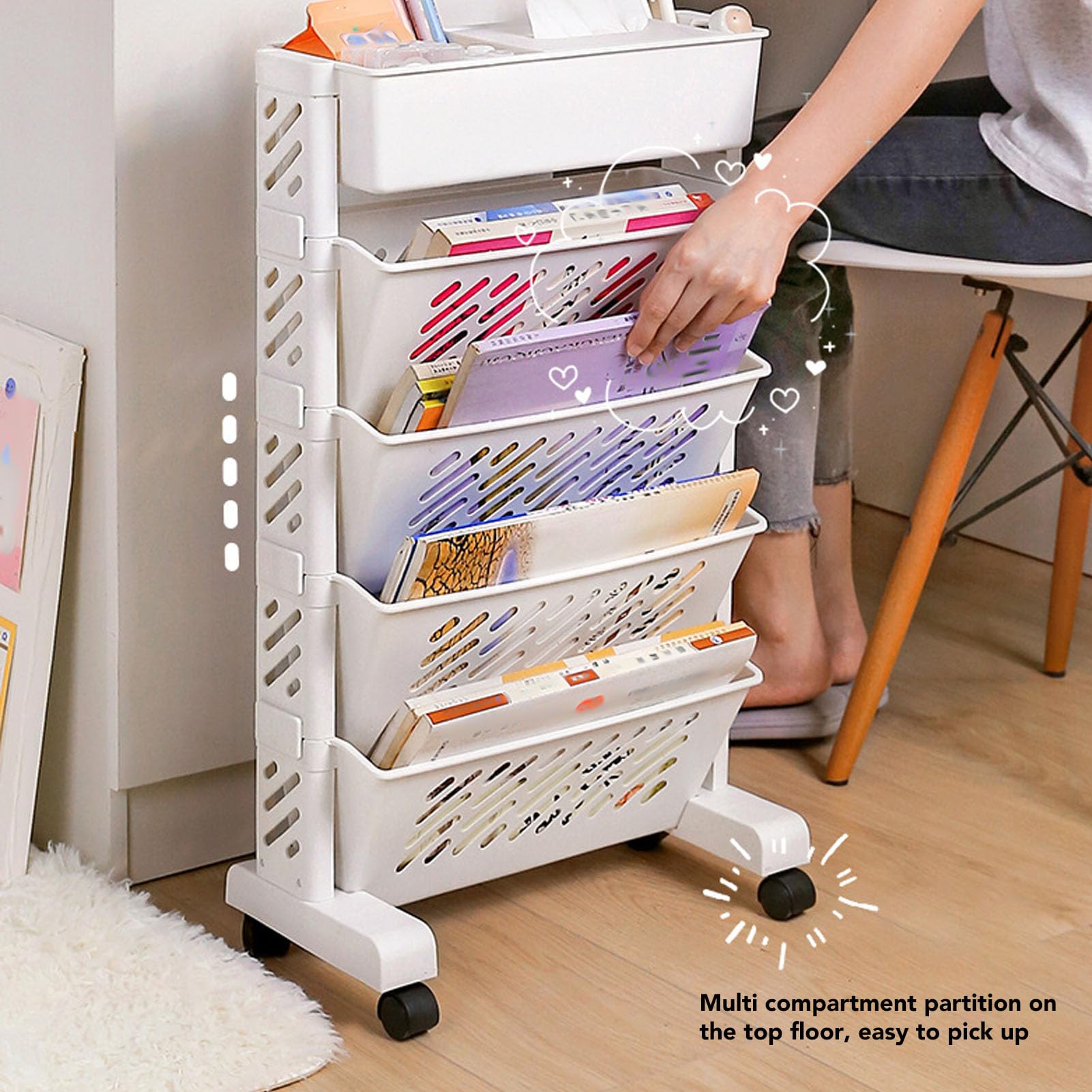 Zerodis Utility Cart, Mobiler Plastikspeicher Organizer mit Rädern Abnehmbar (5 Schichten)
