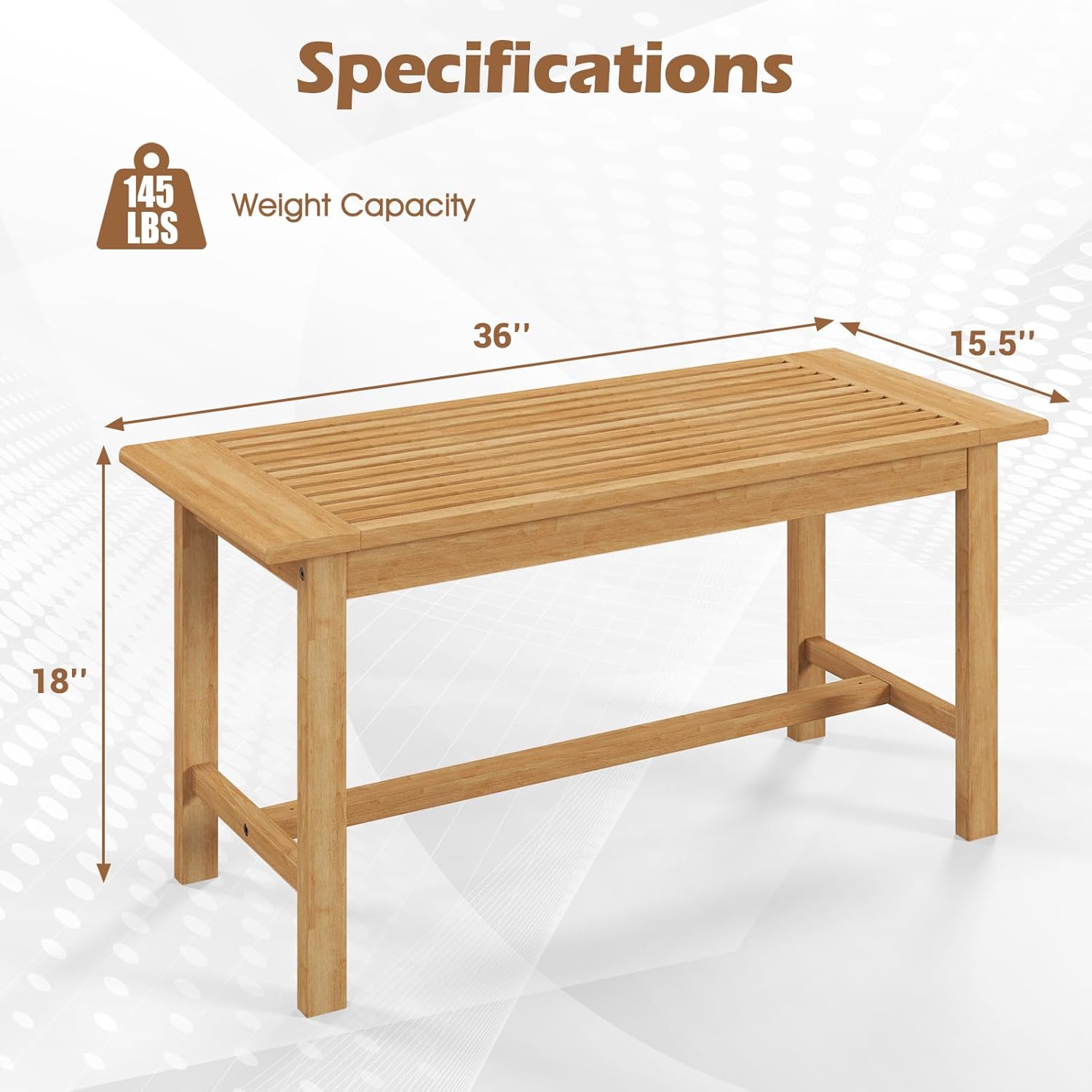 Tangkula 36” Patio Coffee Table, Solid Wood Coffee Table with Slatted Tabletop, Outdoor Rectangular Side Table, Solid Teak Wood Cocktail Tea Table, Home Accent Table for Poolside, Backyard, Garden