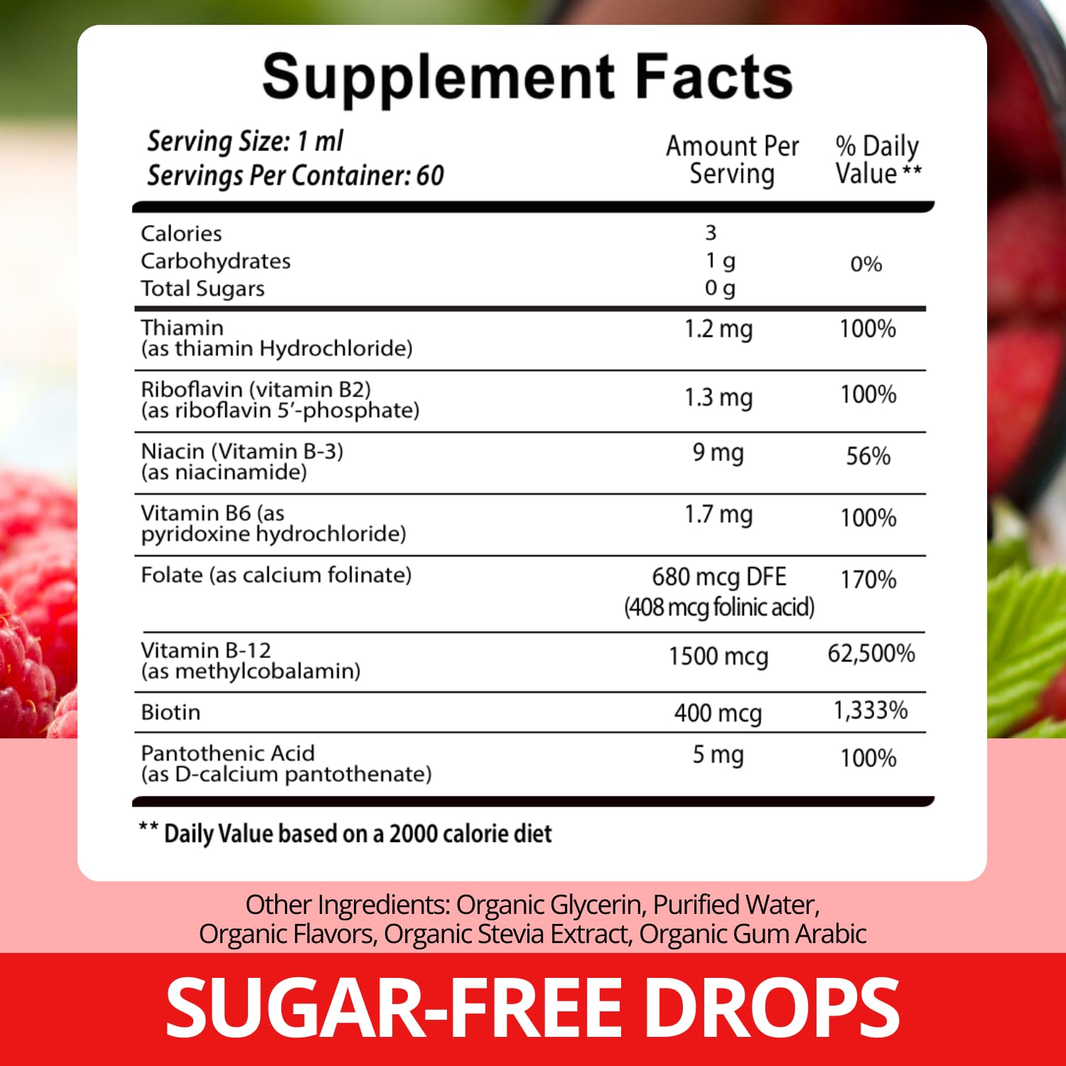 Vitamin B12 with B Complex 20000 mcg, Vegan Raspberry Liquid Drops - 2PK — Amazon image 3