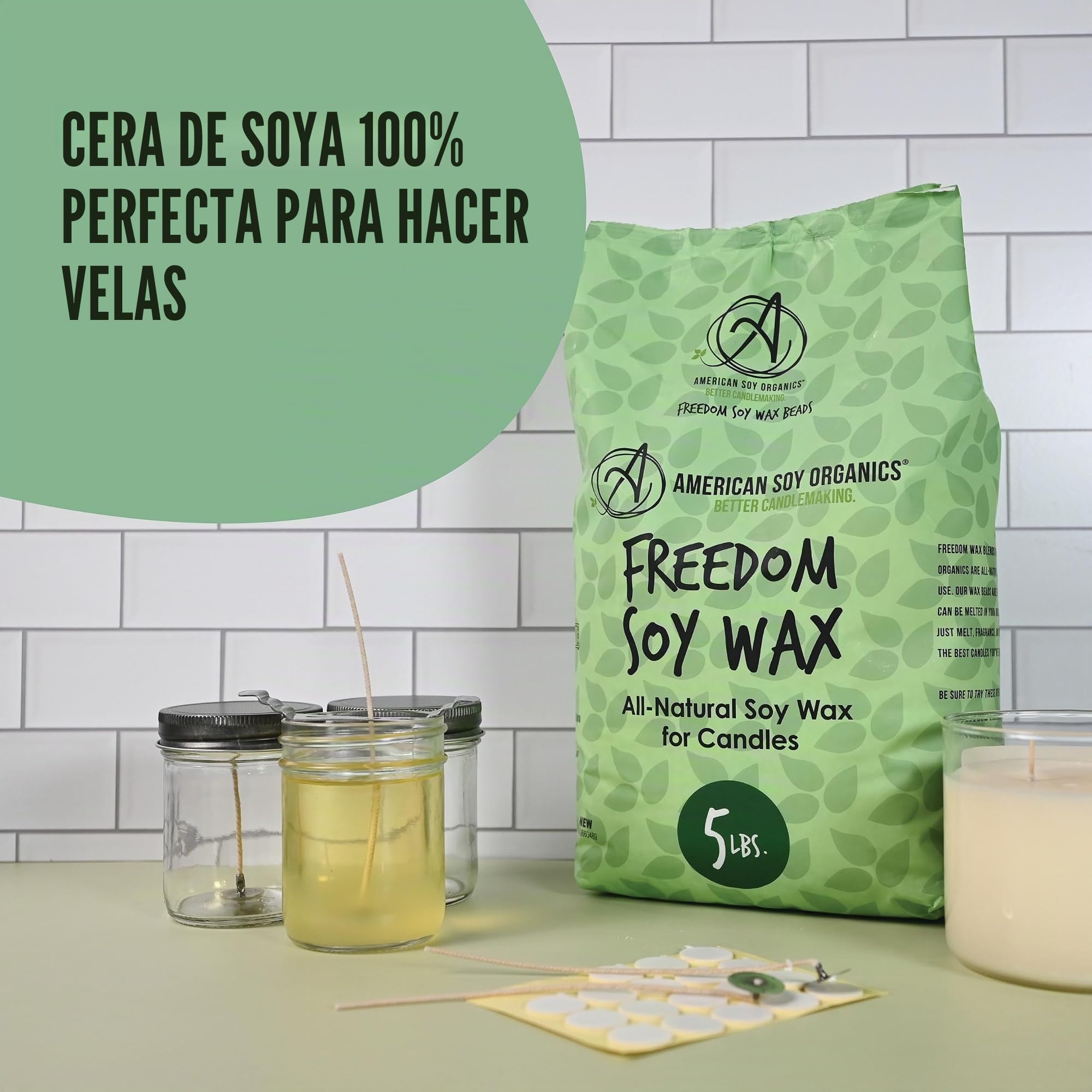 American Soy Organics - Perlas de cera de soja Freedom para hacer velas, aptas para microondas, suministros para fabricar velas de soja de primera calidad, 4,5 kg