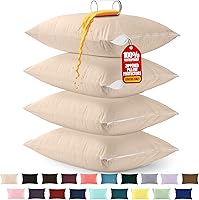 Vista 29 de Utopia Bedding Protector de almohada impermeable, con cremallera, paquete de 2, beige, estándar, funda de almohada a prueba de chinches, de 20 x 26