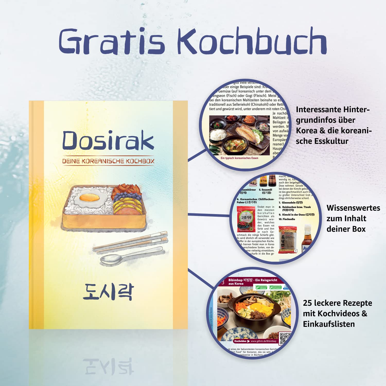Dosirak Korea Kochbox mit 25 koreanischen Rezepten - Mit Grundzutaten, Videoanleitungen und bebilderten Kochrezepten zum Nachkochen - Besondere Geschenkbox für Kochanfänger und Profis