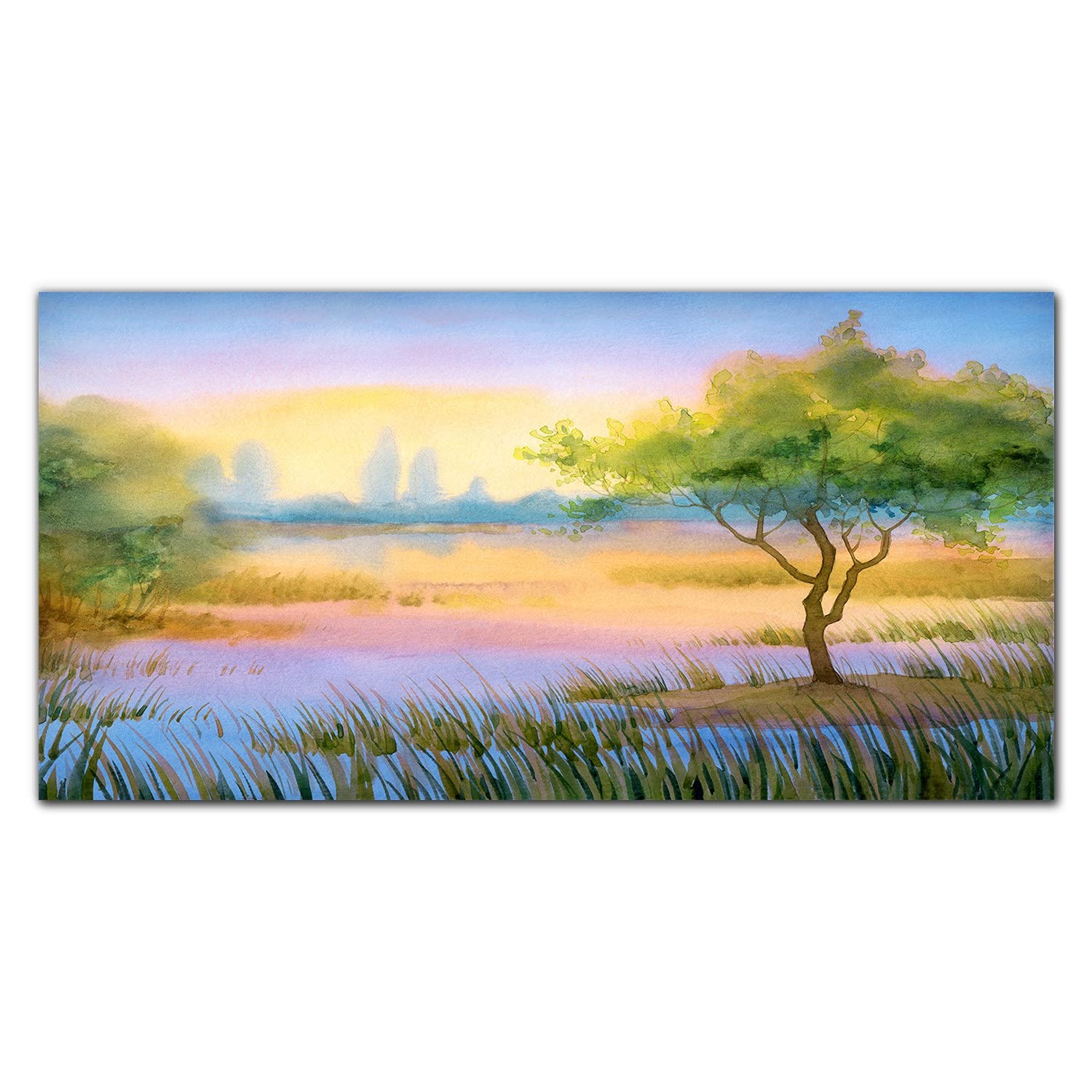 Crédence de cuisine en verre trempé 120x60 cm Coloray protection murale Aquarelle Tree